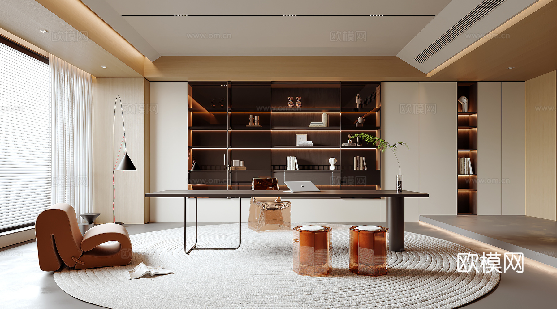 现代书房3d模型下载