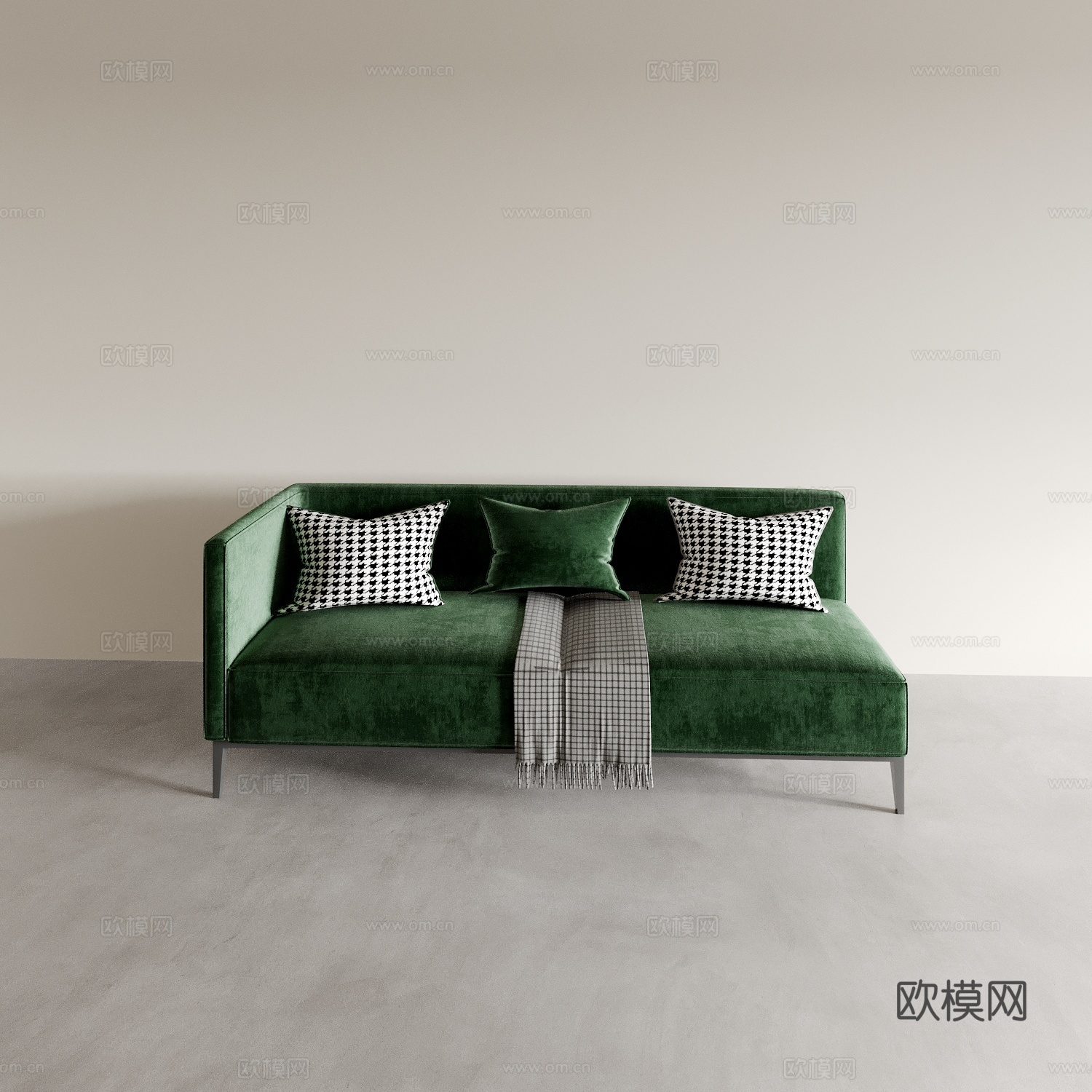 现代绿色双人沙发3d模型下载