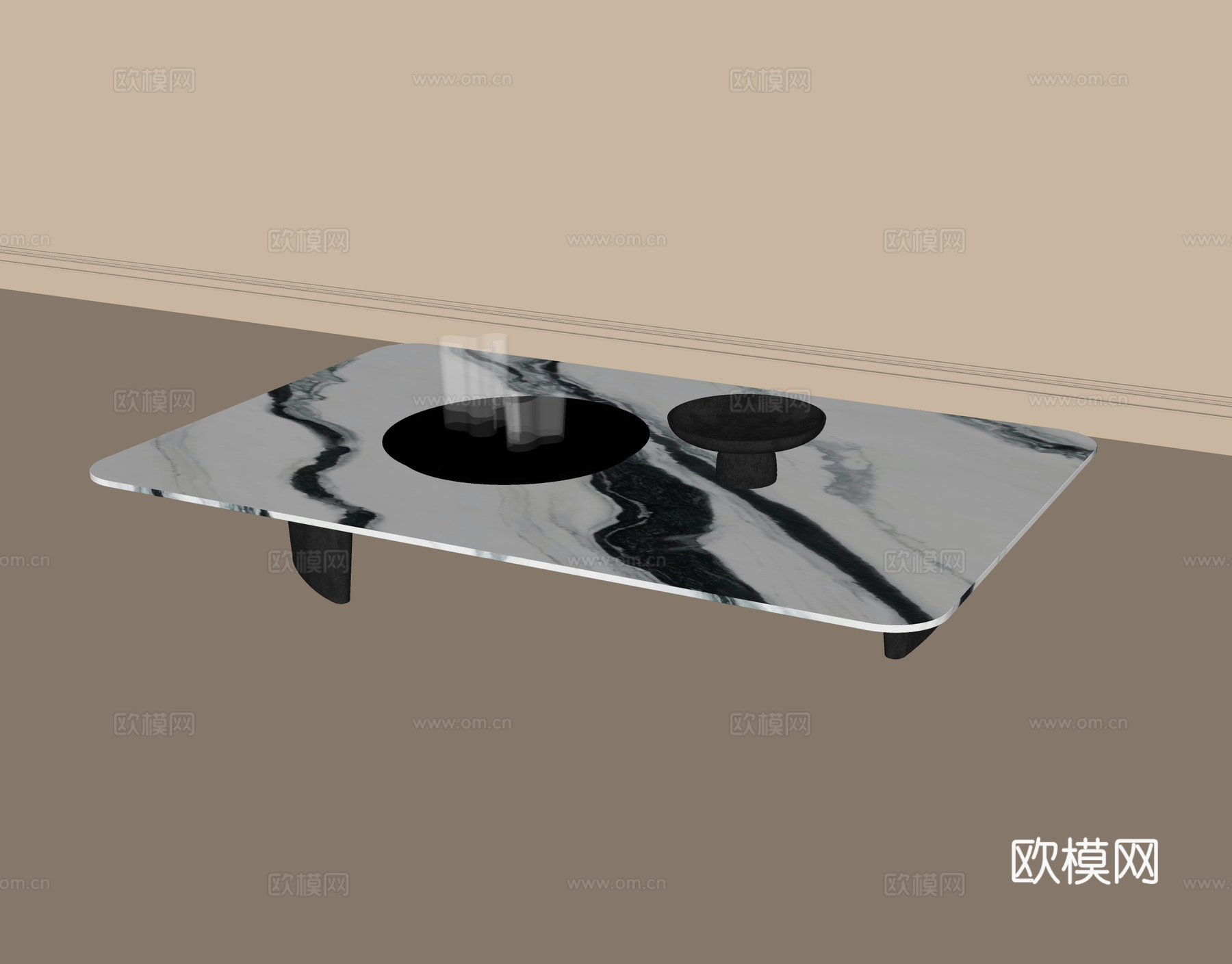 现代大理石茶几su模型
