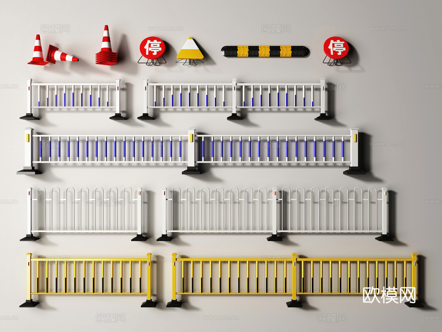 市政道路护栏 隔离栏 防护栏su模型