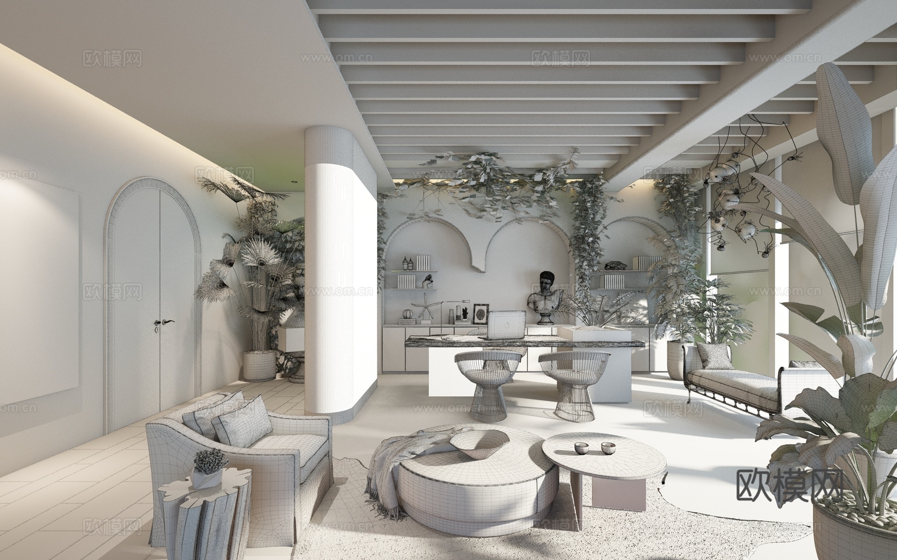 总经理室 董事长室3d模型下载（渲染图3）