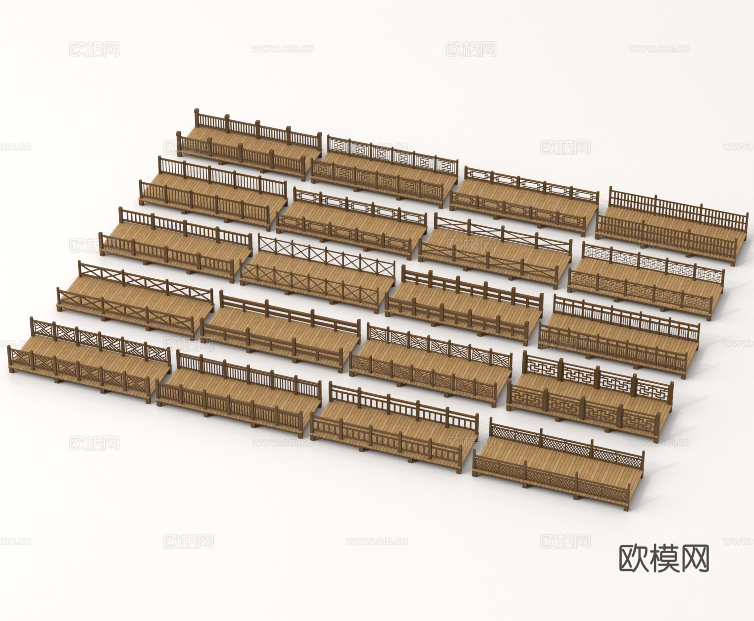 新中式木桥 观景桥 木栈道3d模型