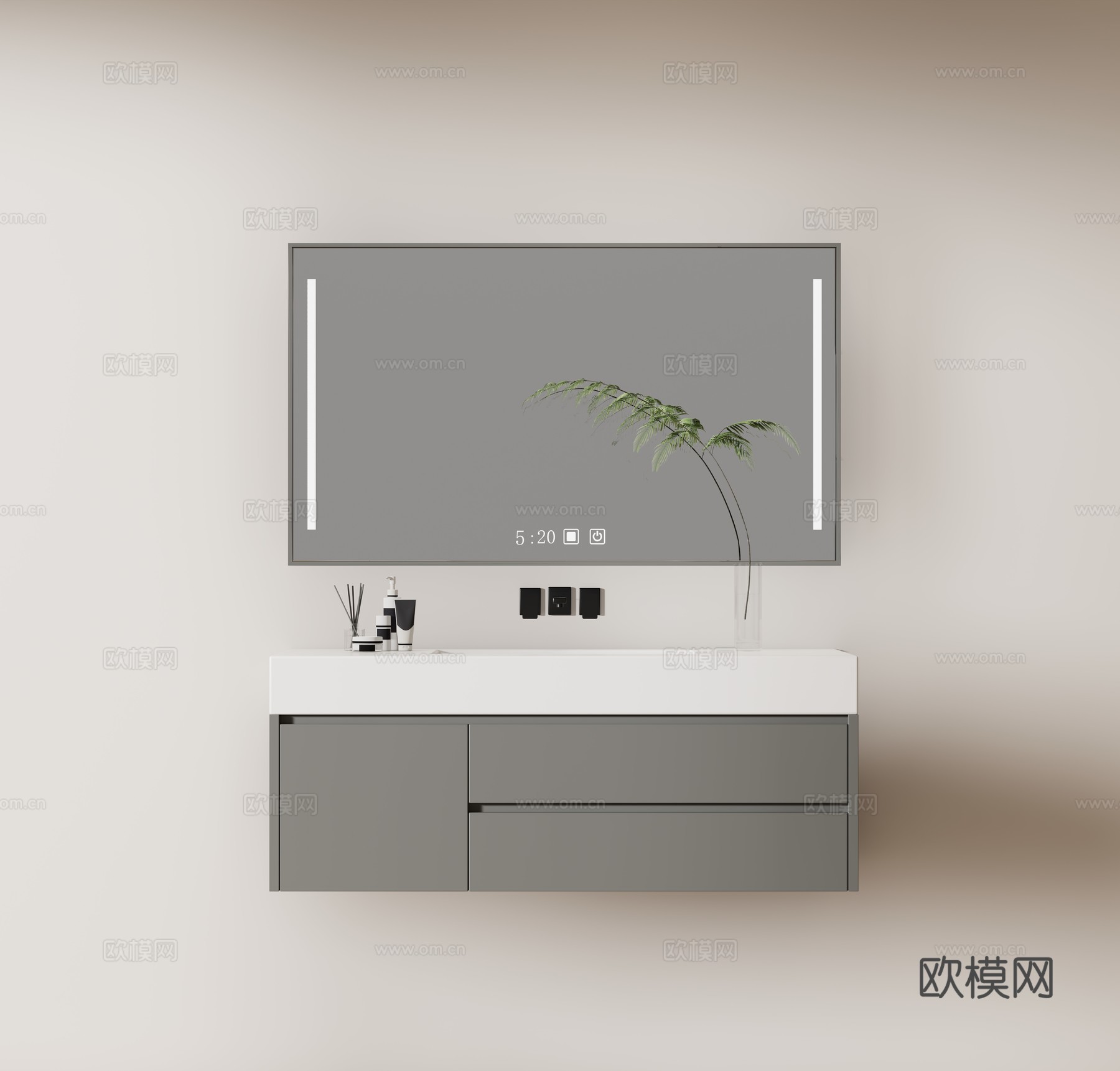 现代台盆柜 浴室柜 洗手柜 镜柜3d模型