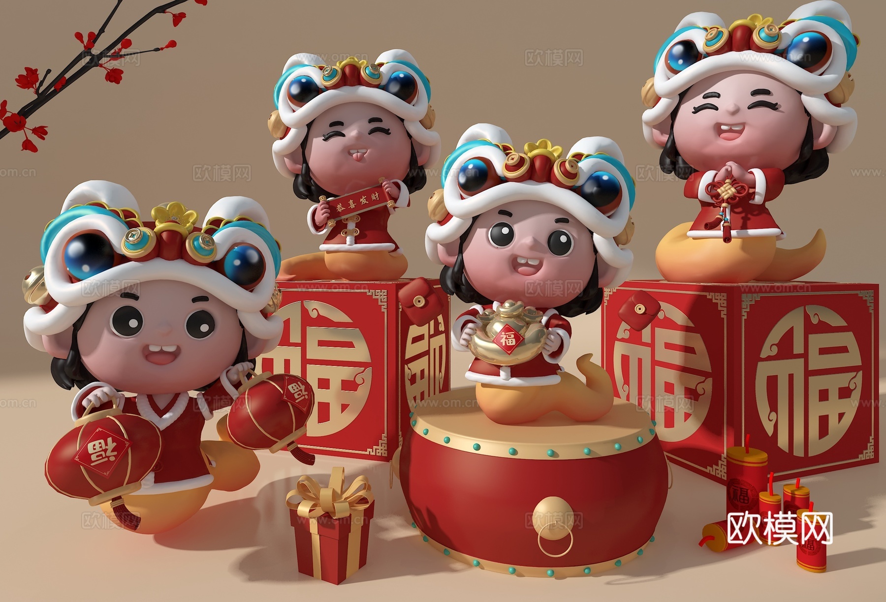 蛇年美陈 吉祥物美陈 新年装置3d模型