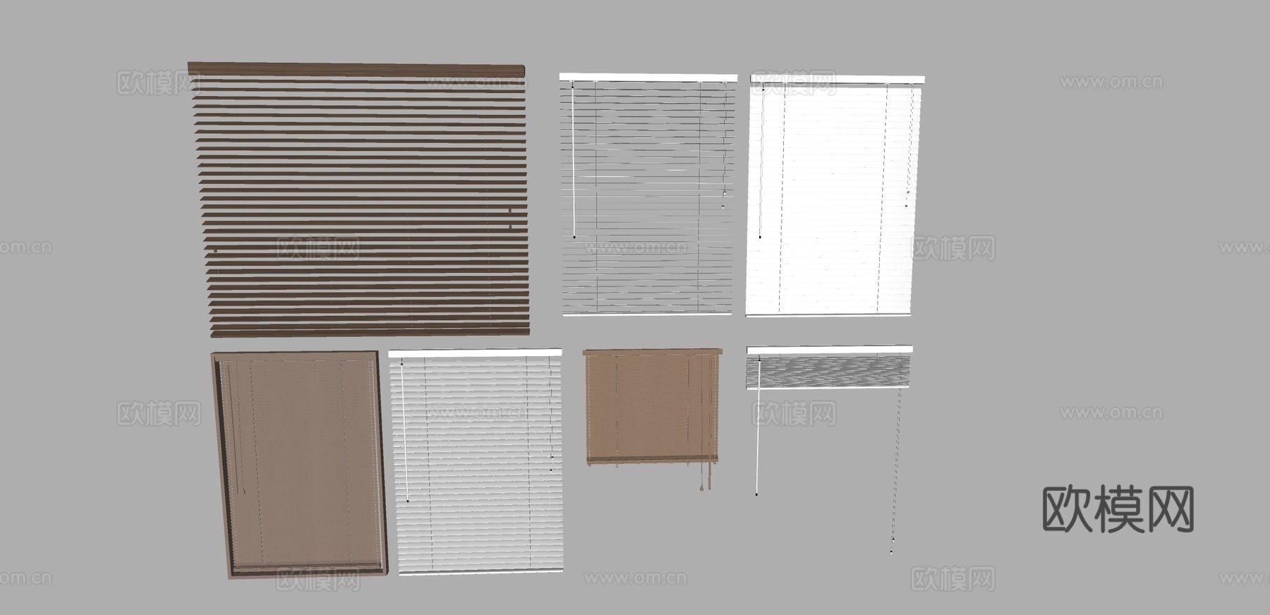 百叶帘 拉帘 卷帘 拉绳遮阳帘窗帘su模型