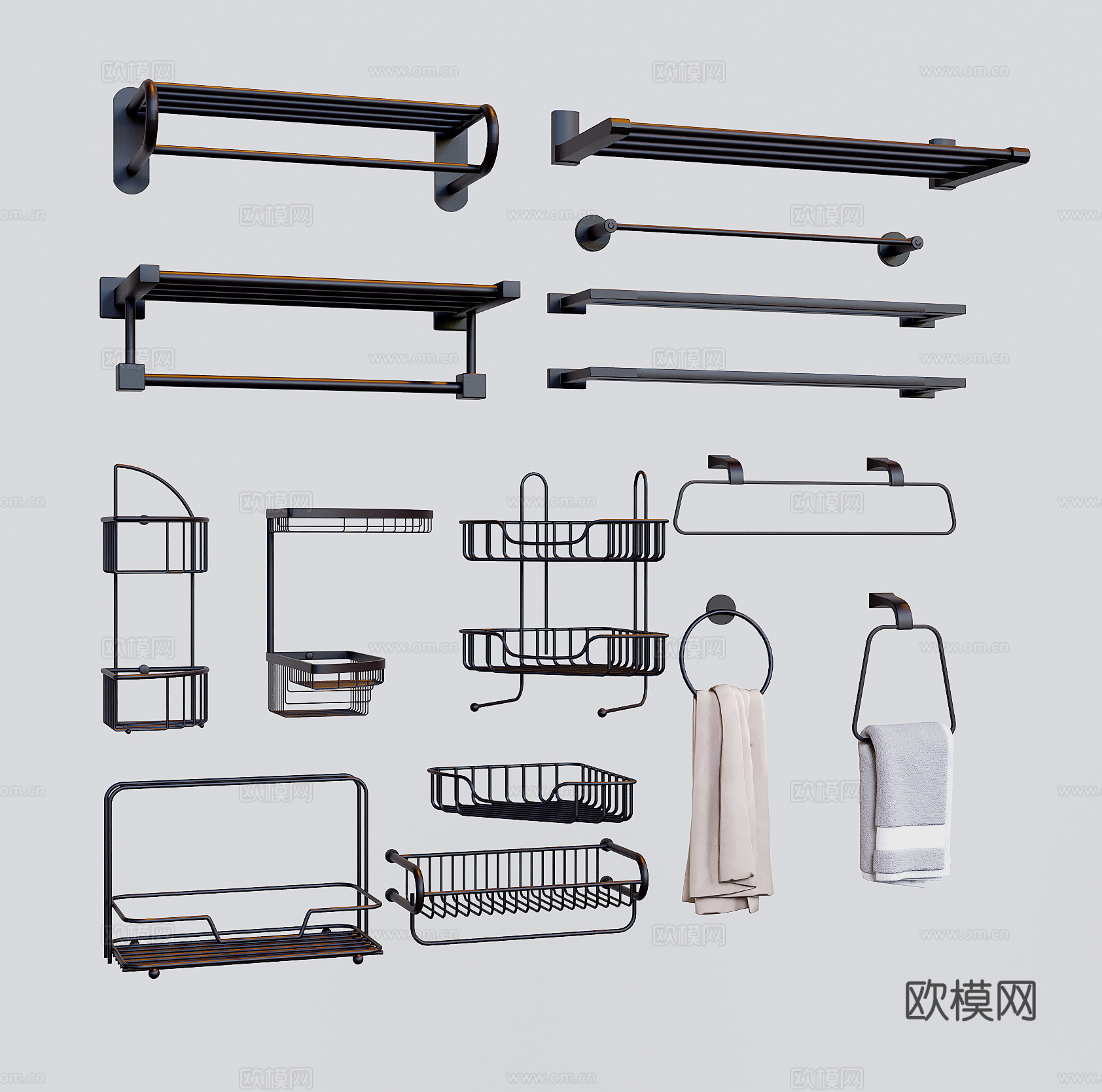 现代卫浴用品 毛巾收纳架 置物架 三角架3d模型