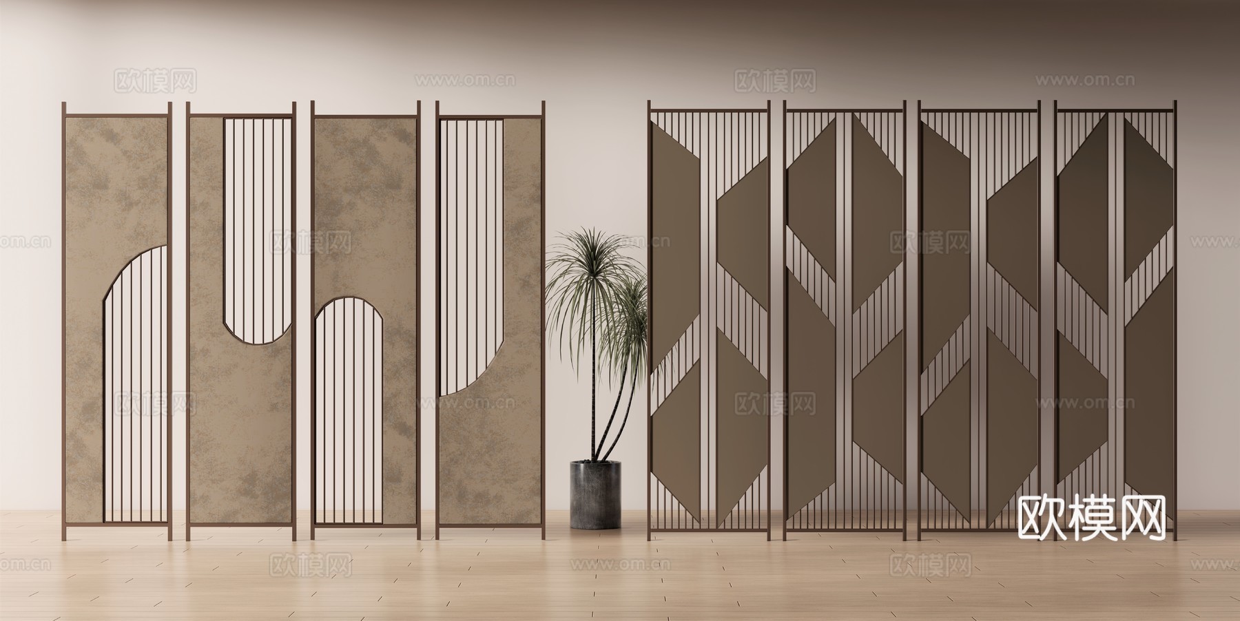 现代屏风3d模型下载