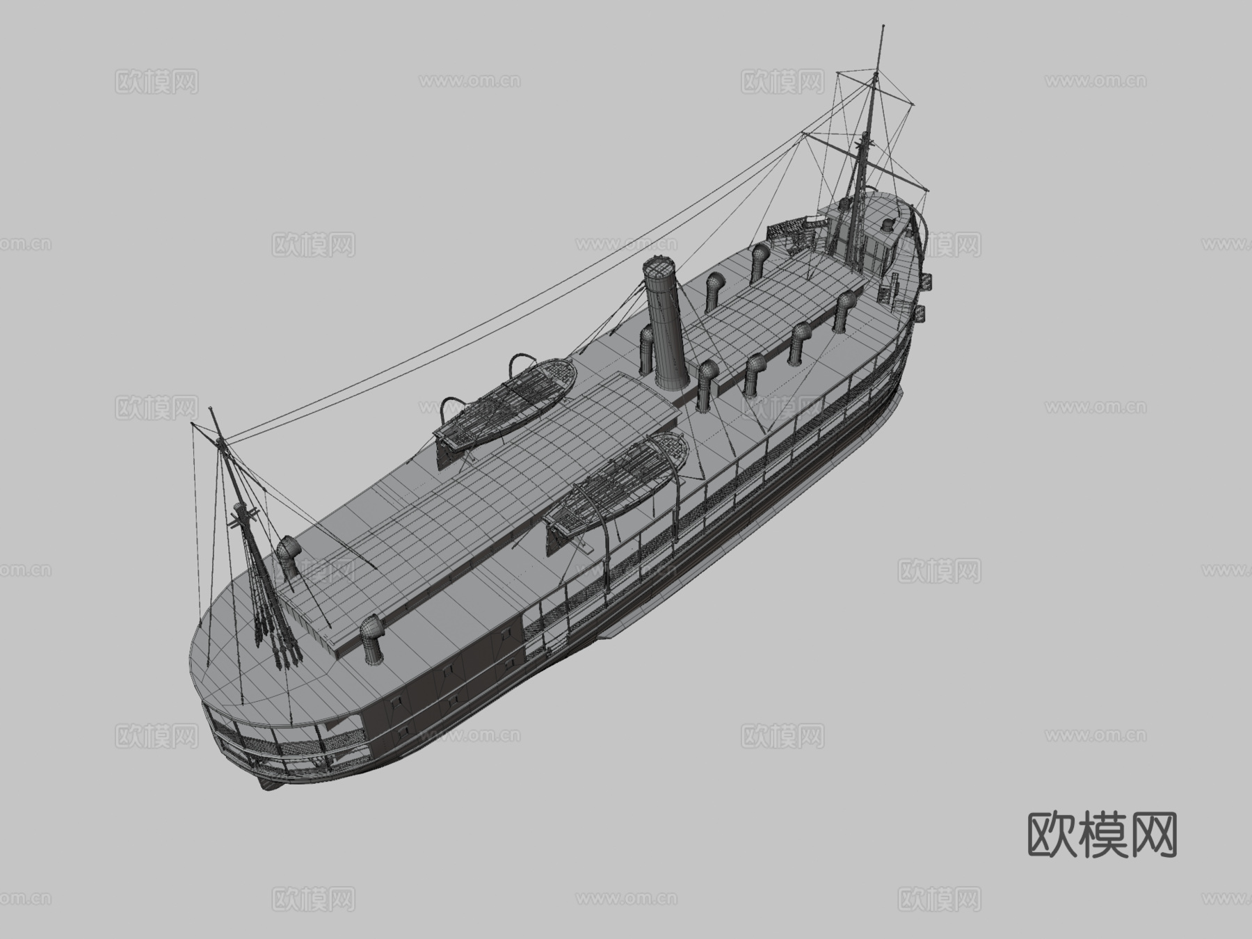 客运蒸汽船3d模型