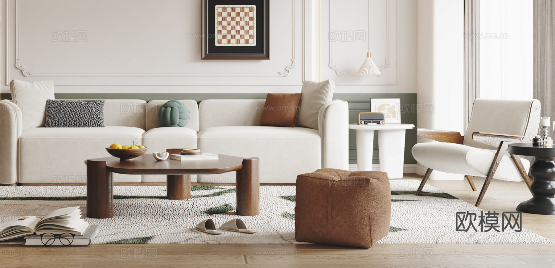 法式沙发茶几 组合沙发3d模型下载