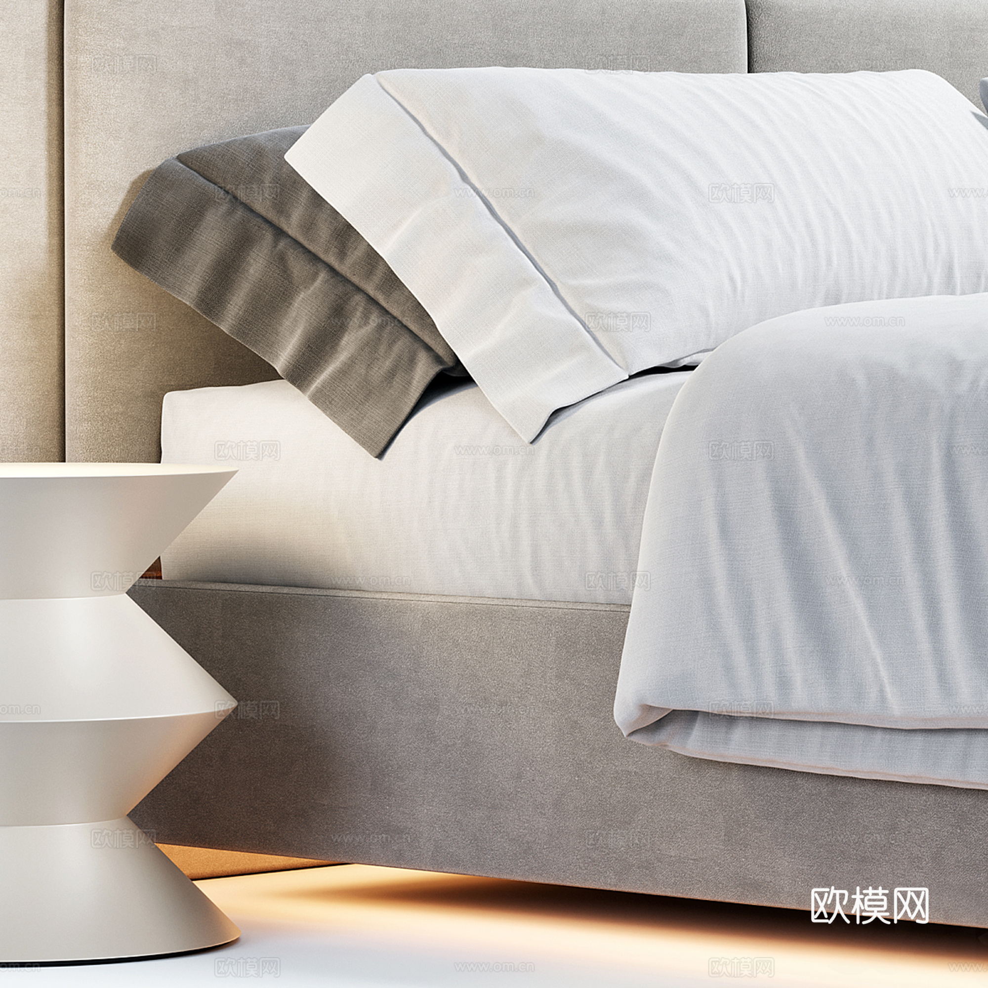 现代双人床su模型下载（渲染图4）