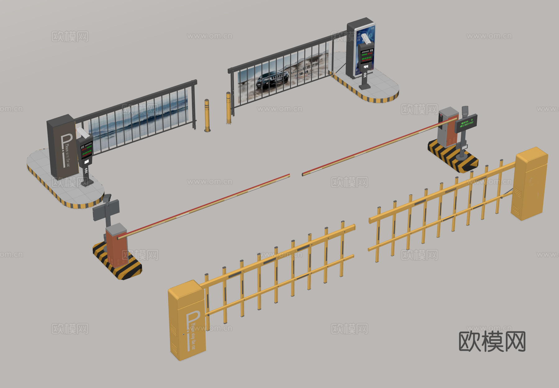 挡车杆 起落杆 拦车杆 收费杆 道闸su模型