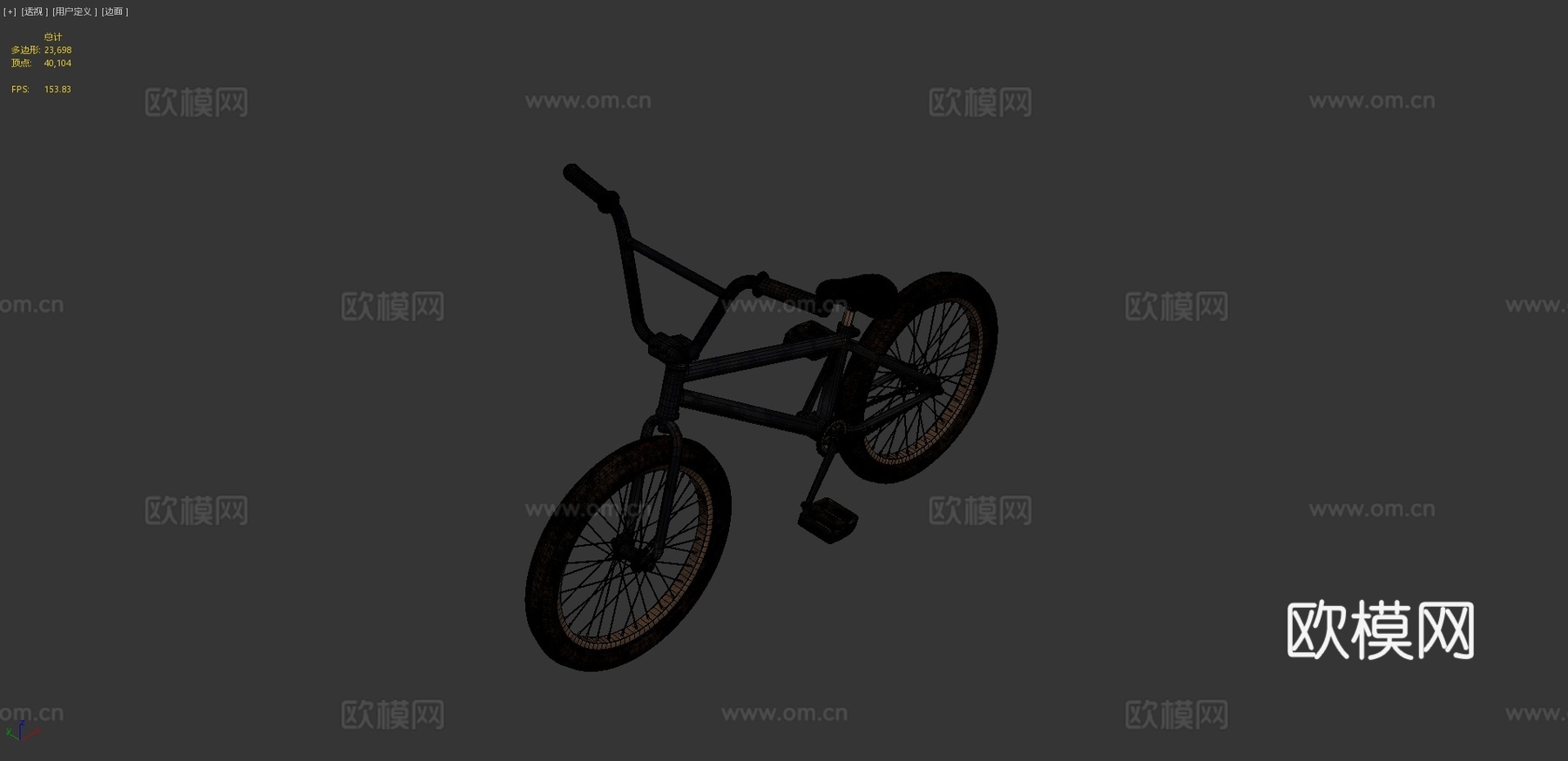 黑色BMX 自行车 单车3d模型