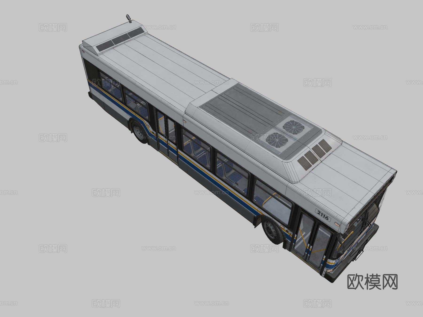 城市巴士 公交车3d模型下载（渲染图2）