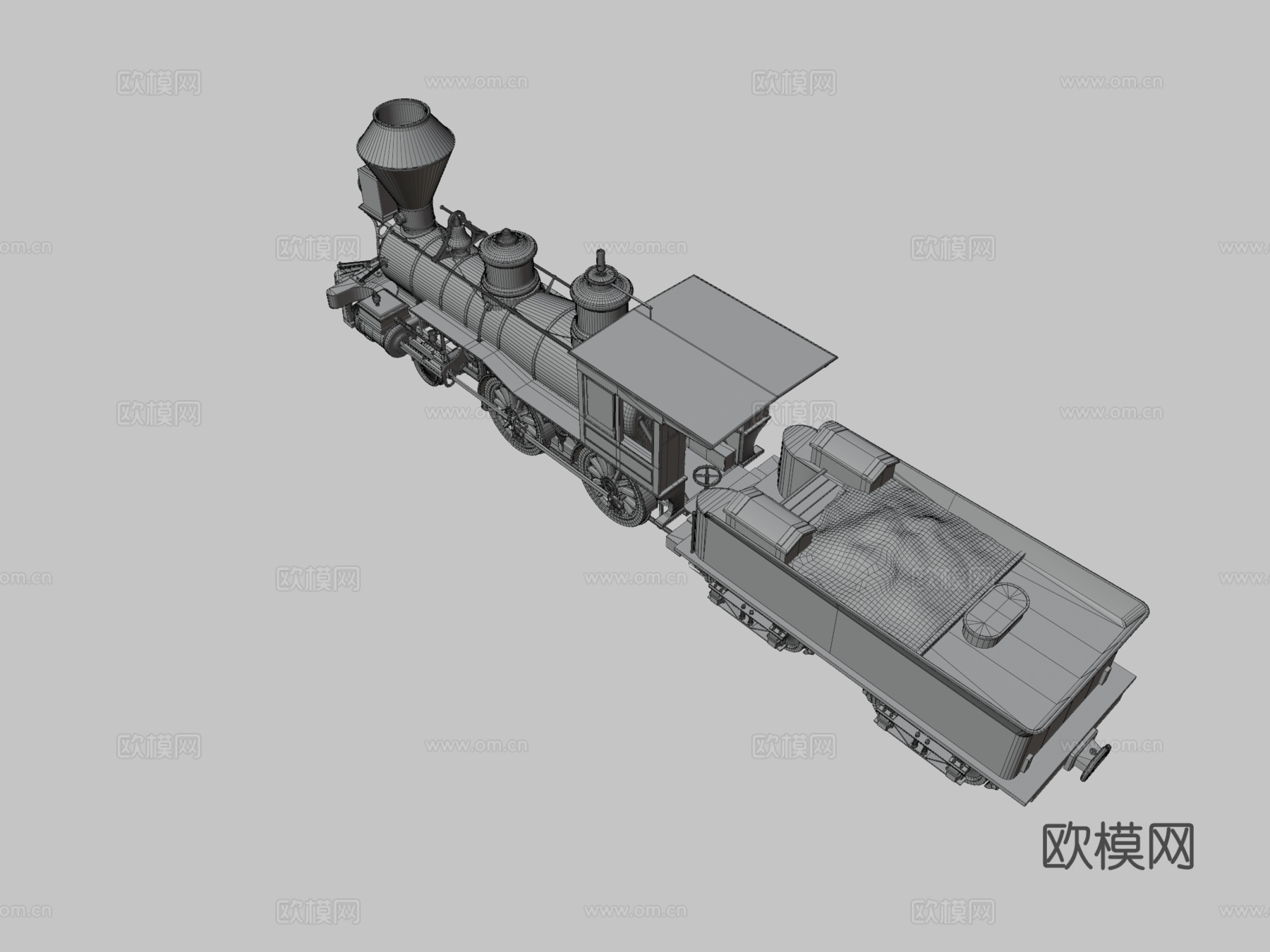 蒸汽火车 火车头3d模型