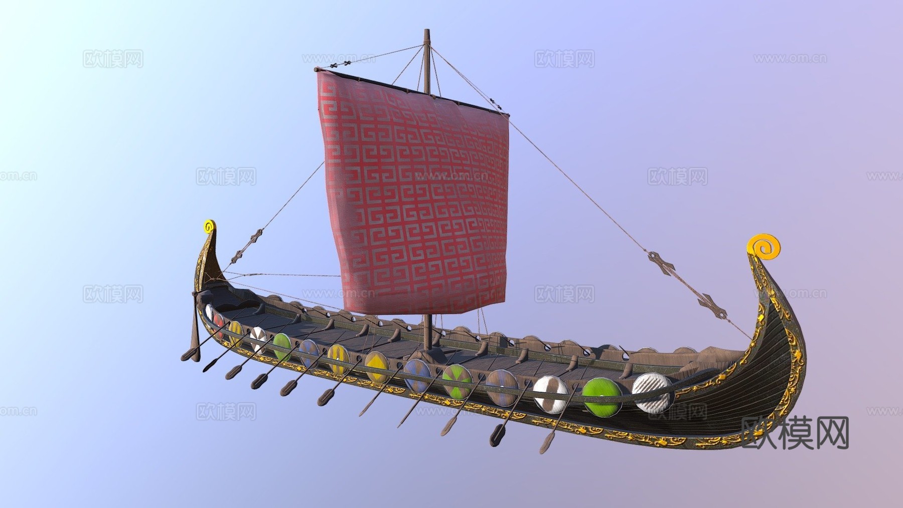 Oseberg 维京船3d模型