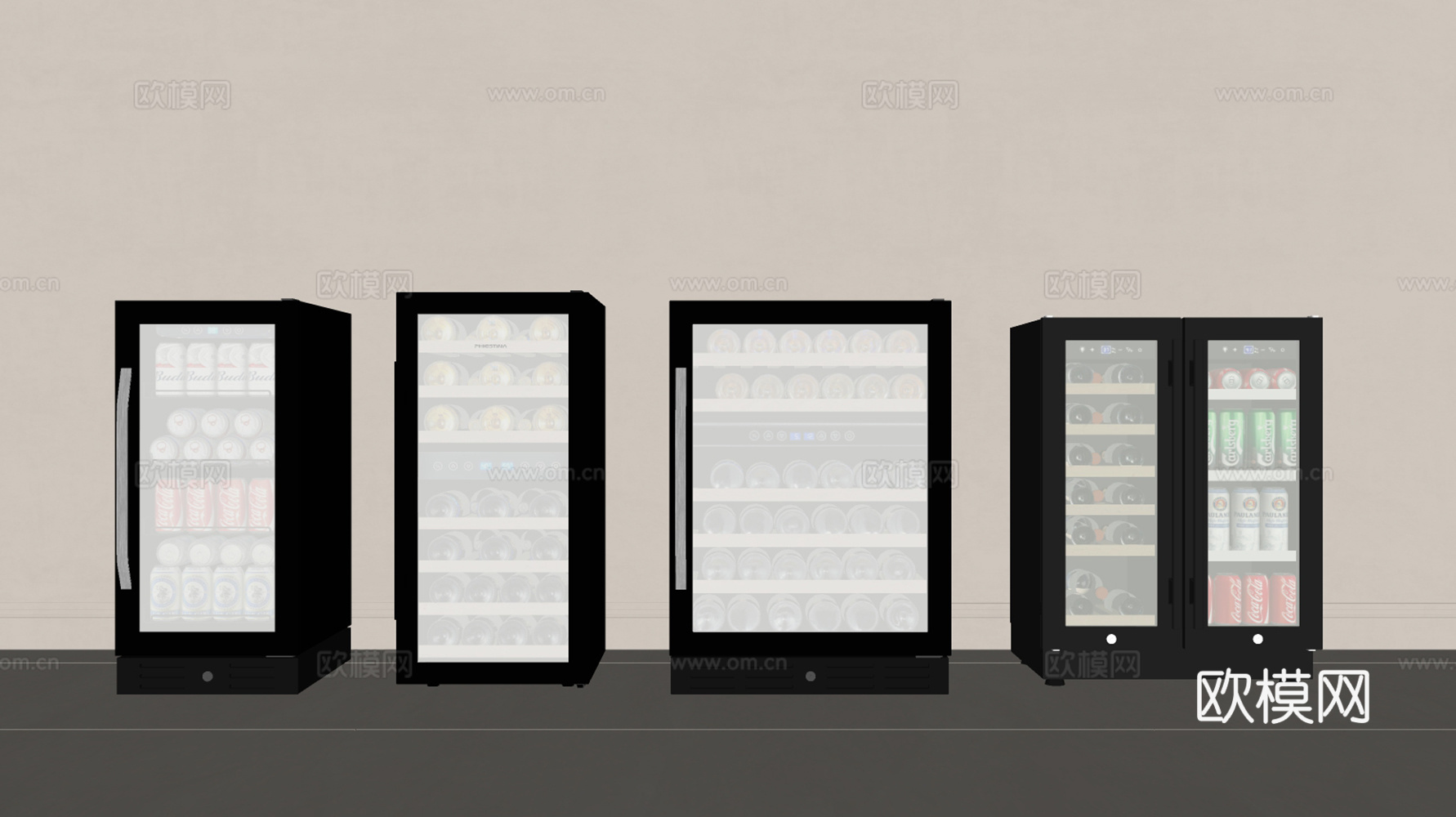 现代酒柜 冰箱酒柜 冷藏柜 饮料柜su模型