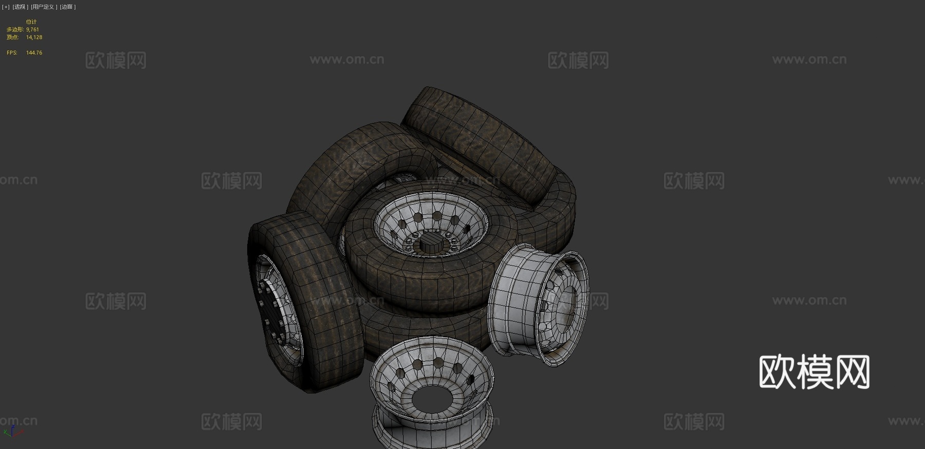 卡车车轮 轮胎 轮毂3d模型