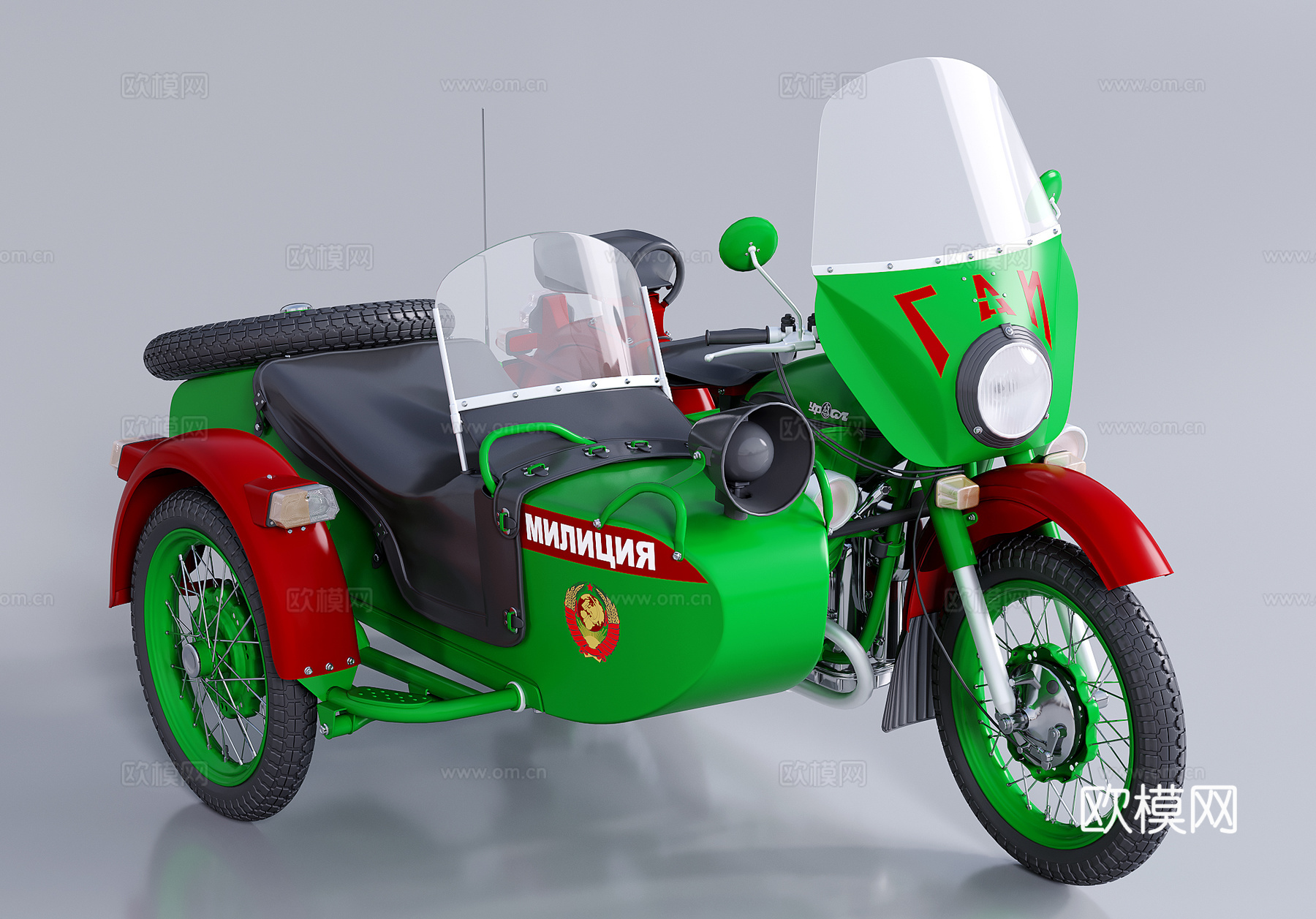 三轮摩托车 挎斗摩托车3d模型下载