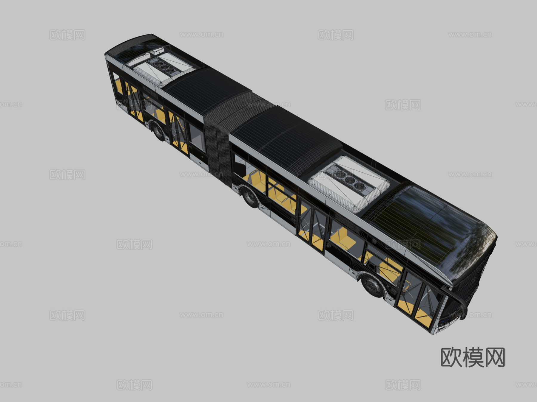 铰接式电动城市巴士3d模型