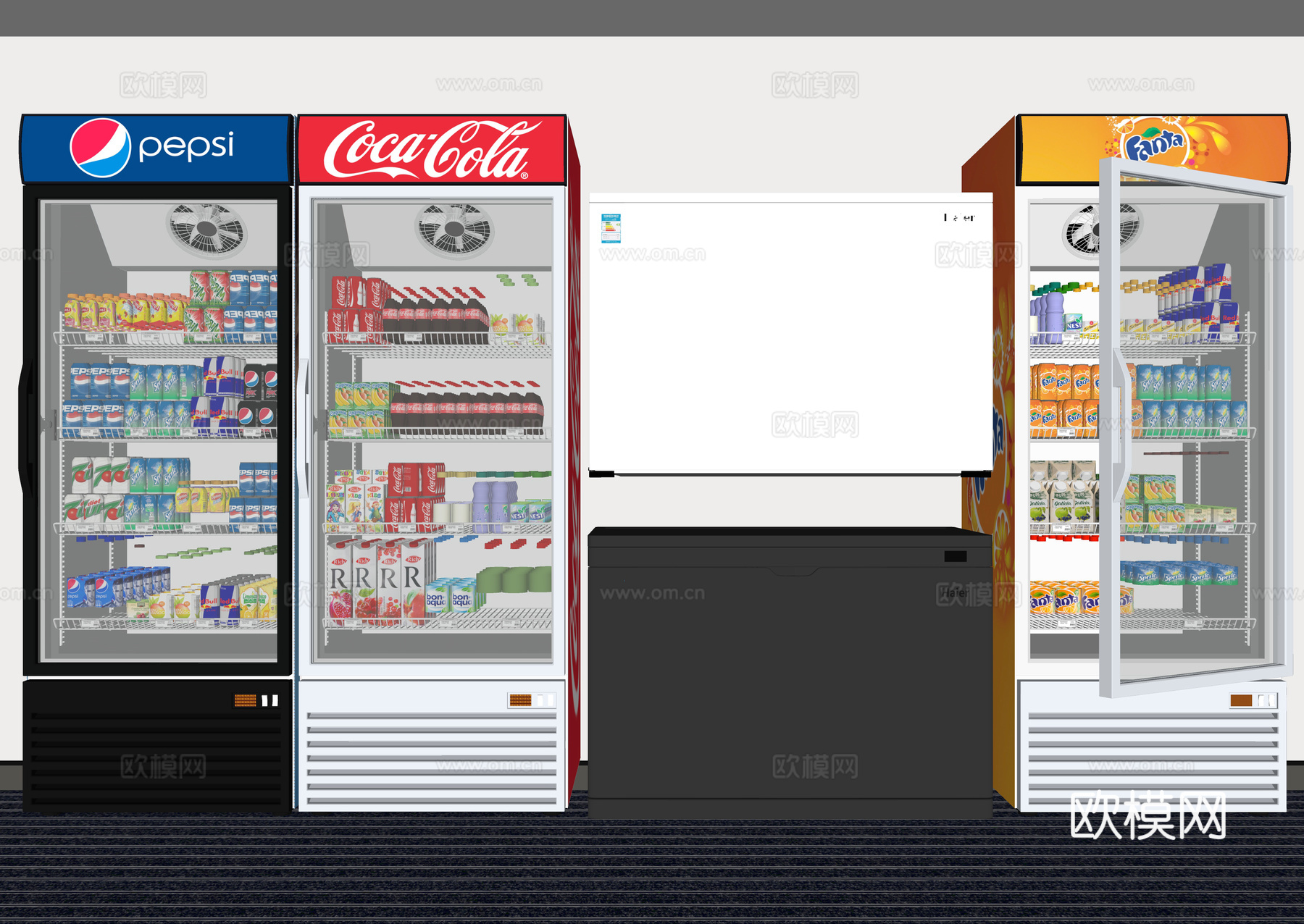 现代商用冰柜su模型
