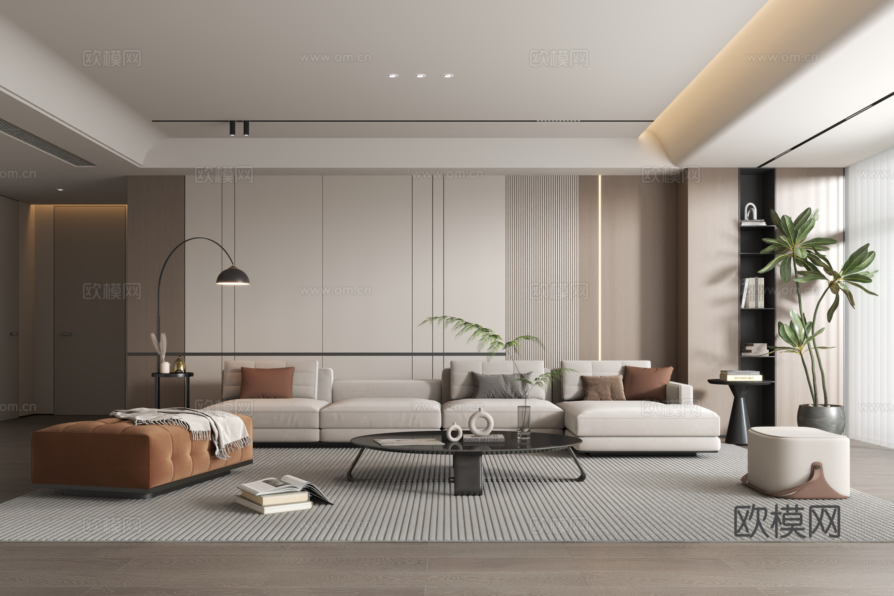 现代客厅3d模型下载