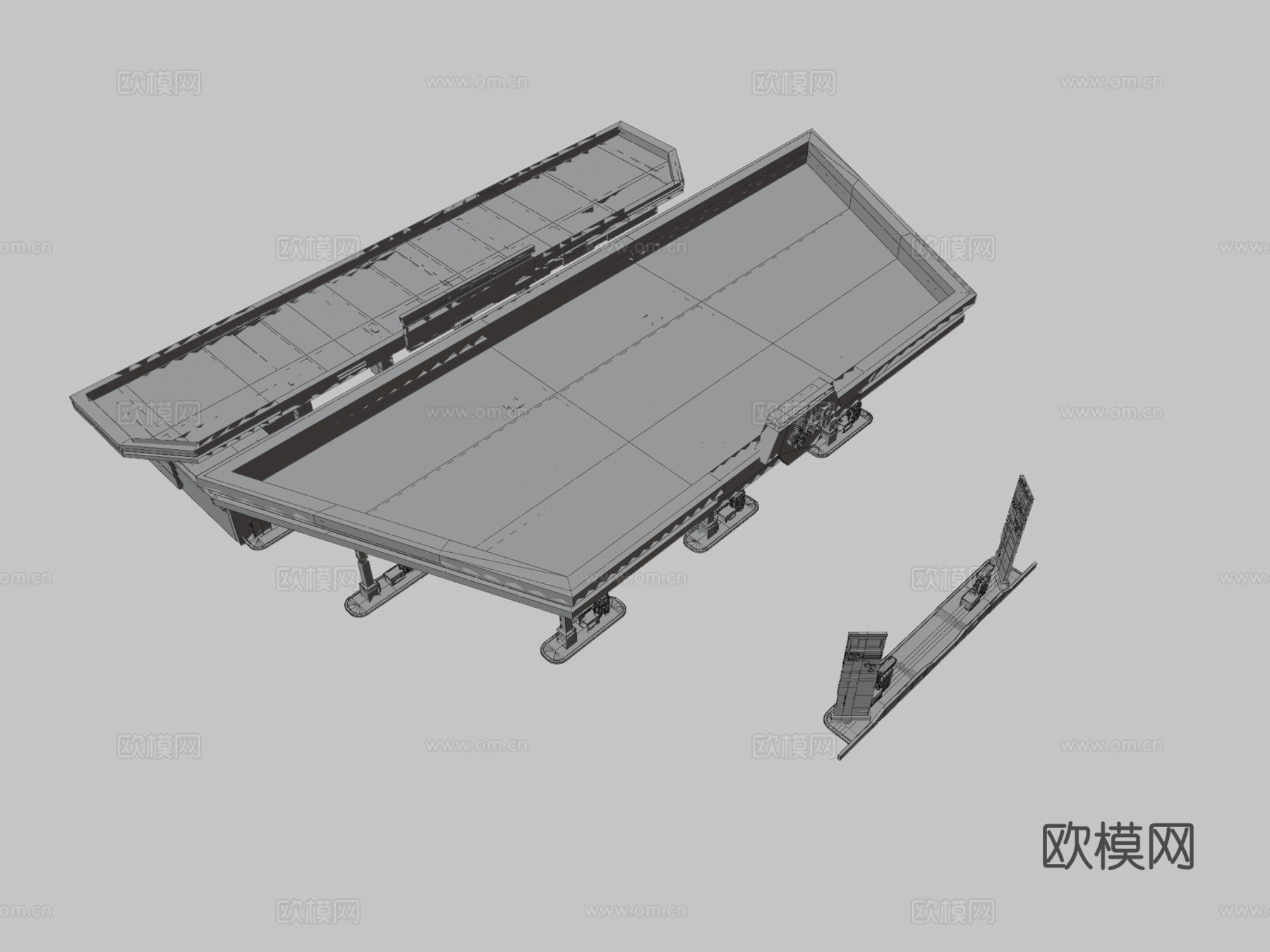 现代加油站3d模型