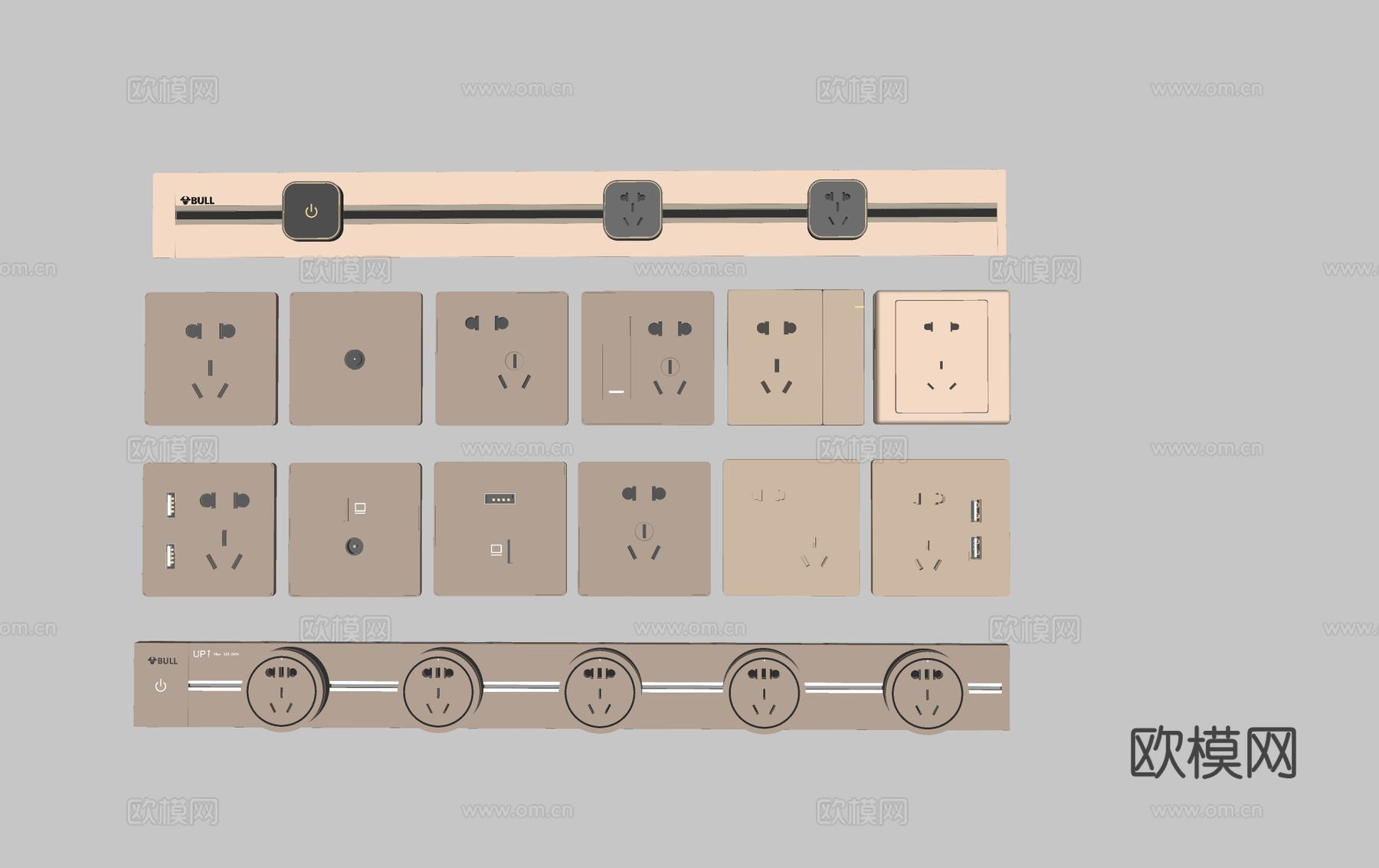 开关 插座 面板 网线插口su模型