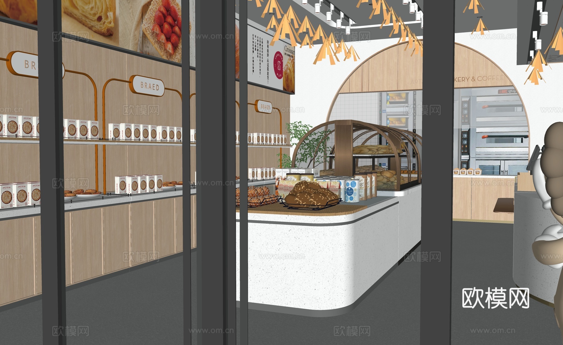 现代面包店铺su模型下载（渲染图3）
