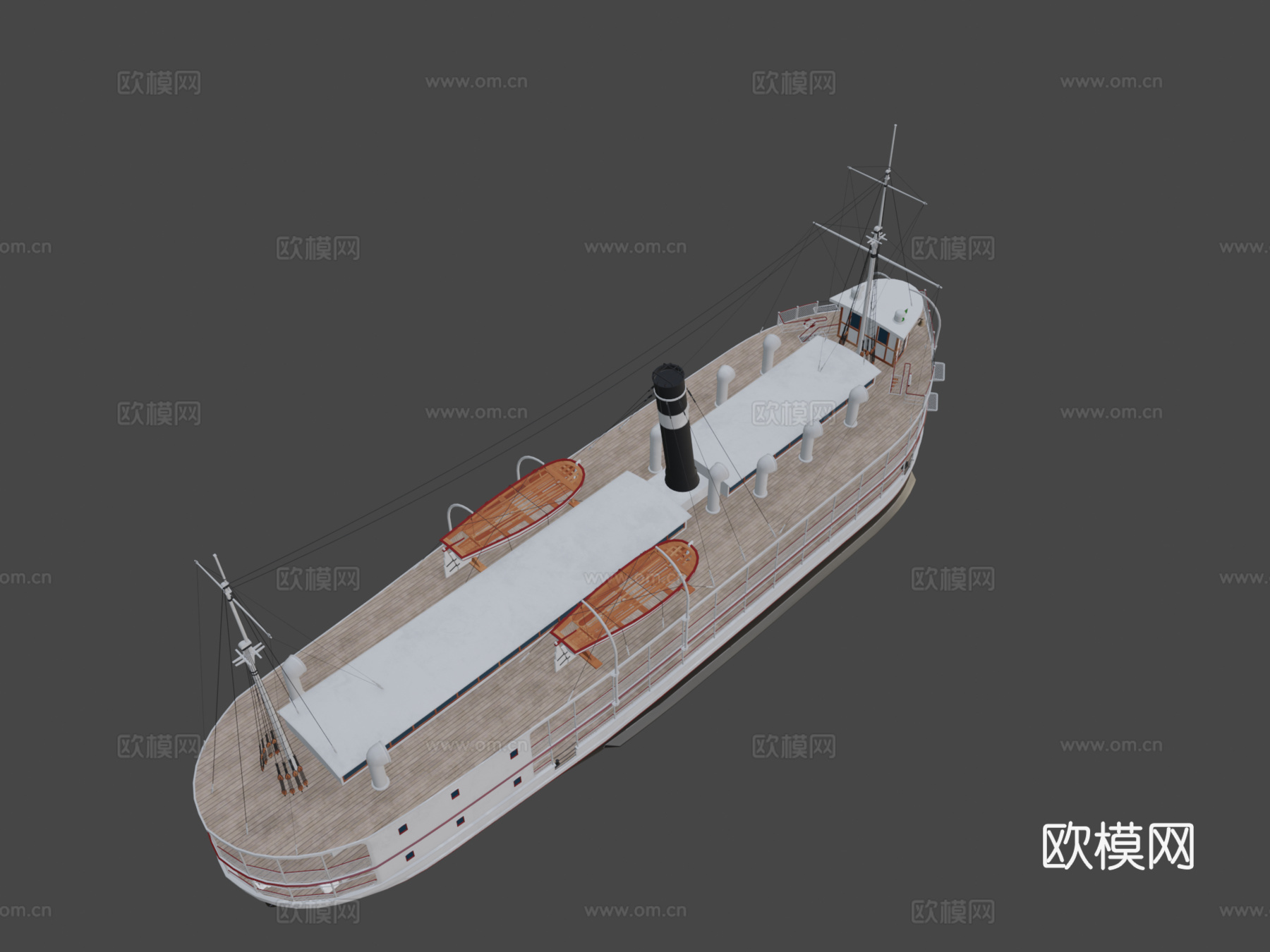 客运蒸汽船3d模型