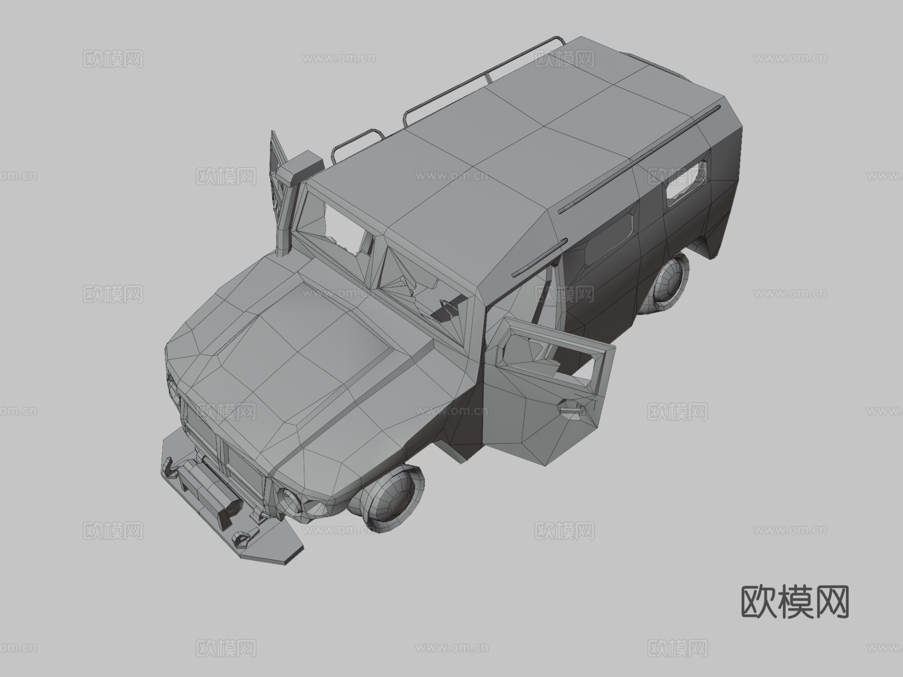 被摧毁的装甲车3d模型