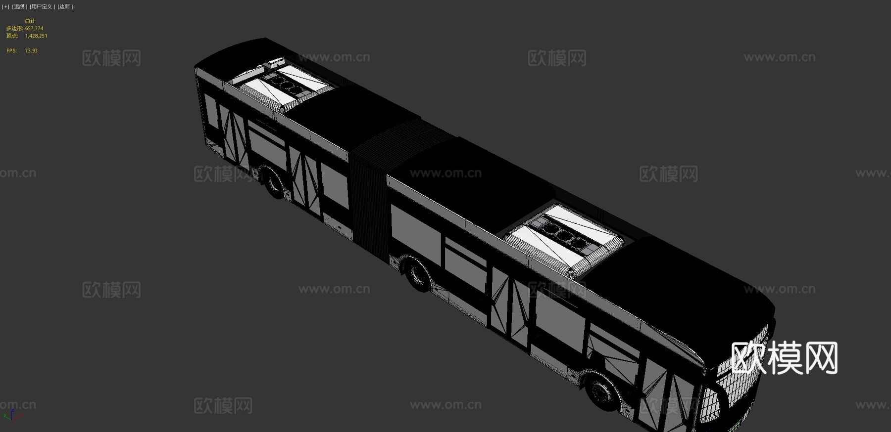 铰接式电动城市巴士3d模型