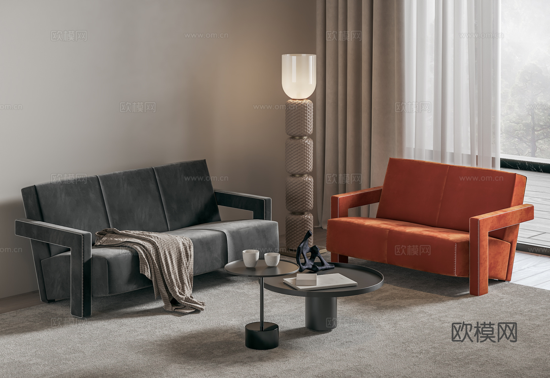 Cassina 意式组合沙发3d模型