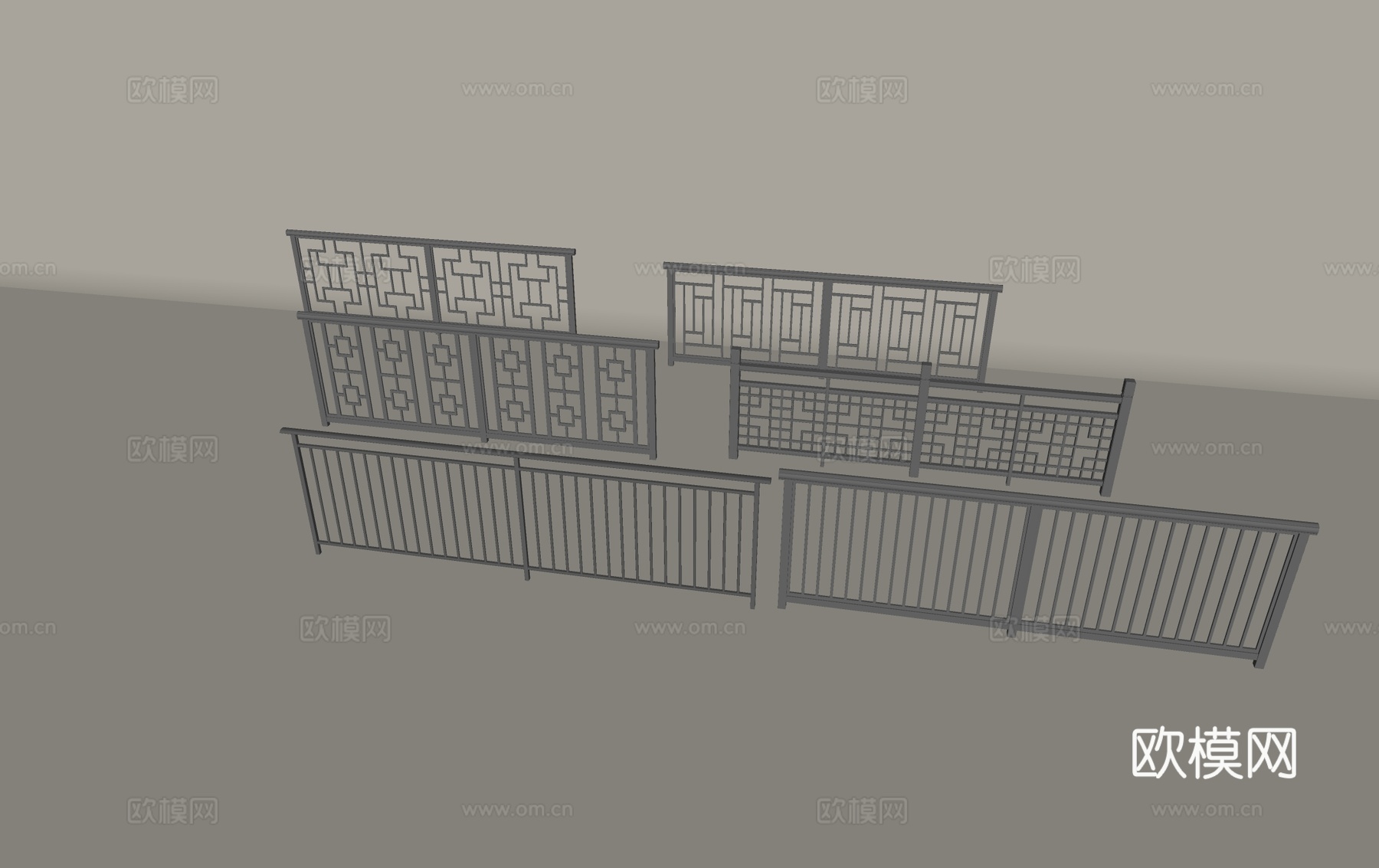 铁艺栏杆 围栏 金属栏杆 护栏su模型