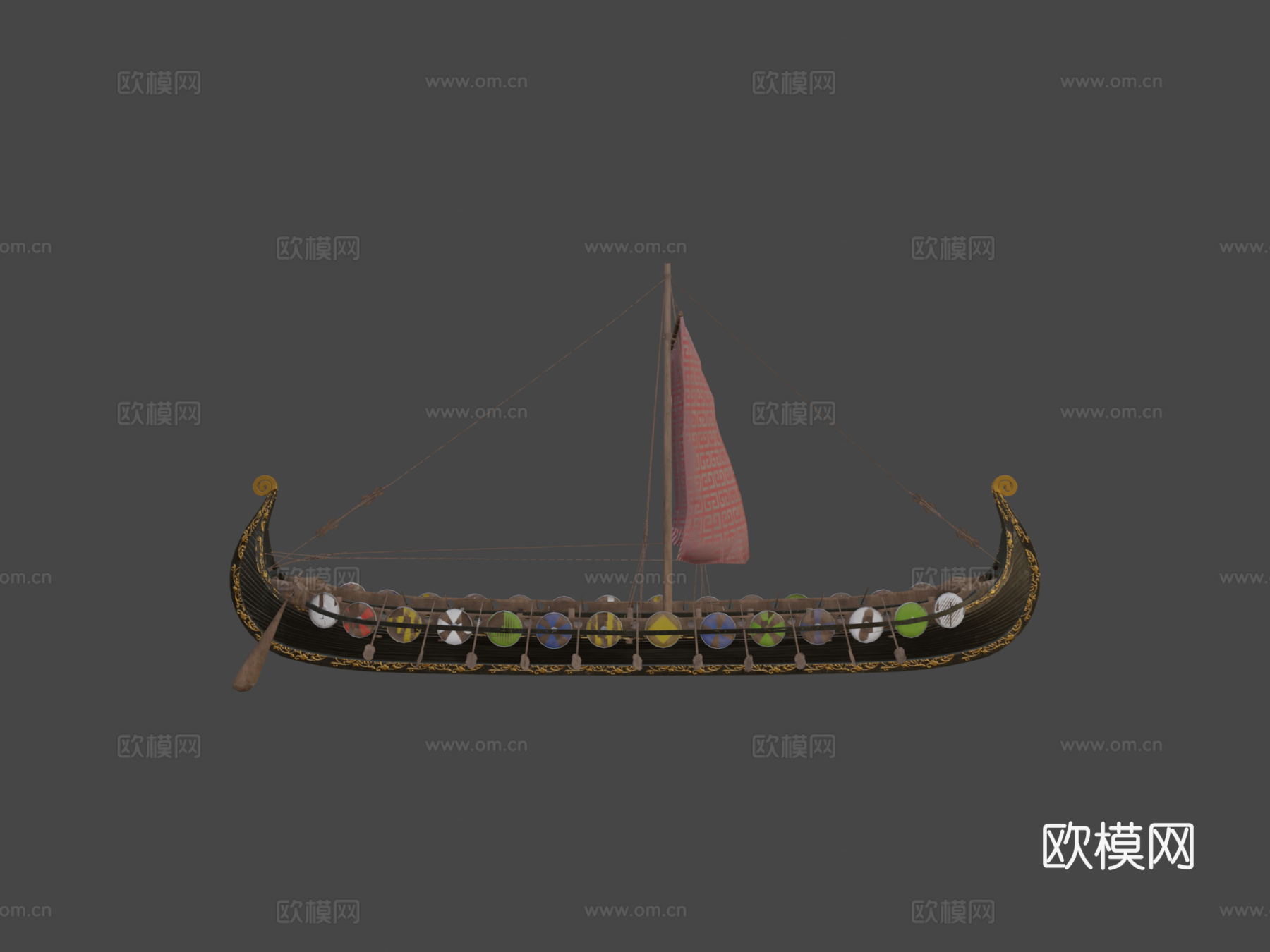 Oseberg 维京船3d模型