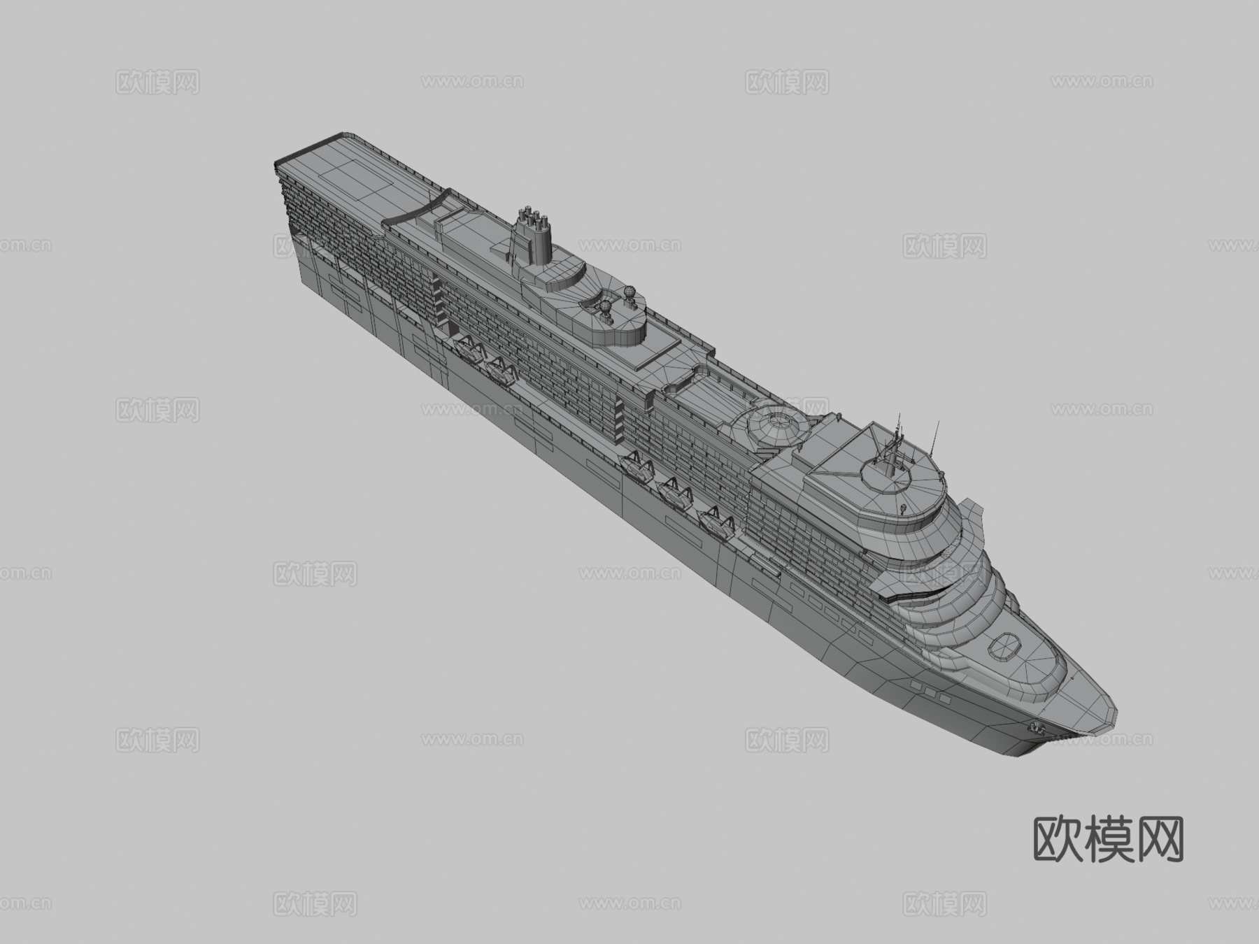 带甲板内饰的游轮 船只3d模型