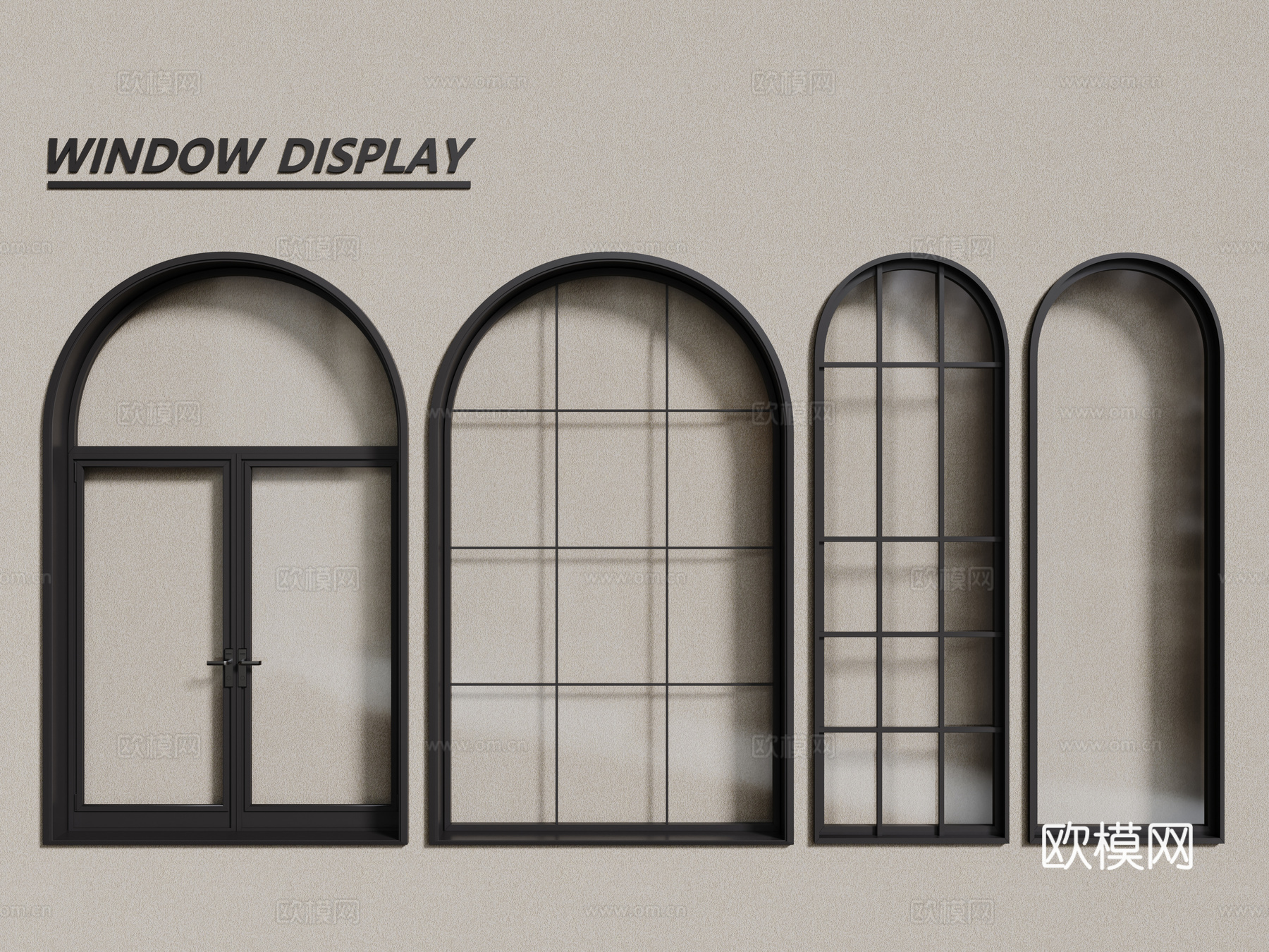 欧式窗户 弧形窗 落地窗3d模型