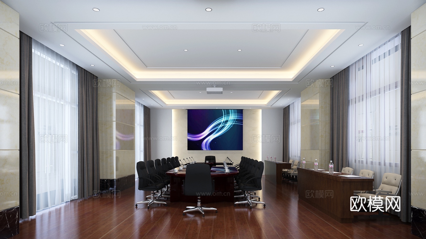 现代会议室3d模型下载（渲染图1）