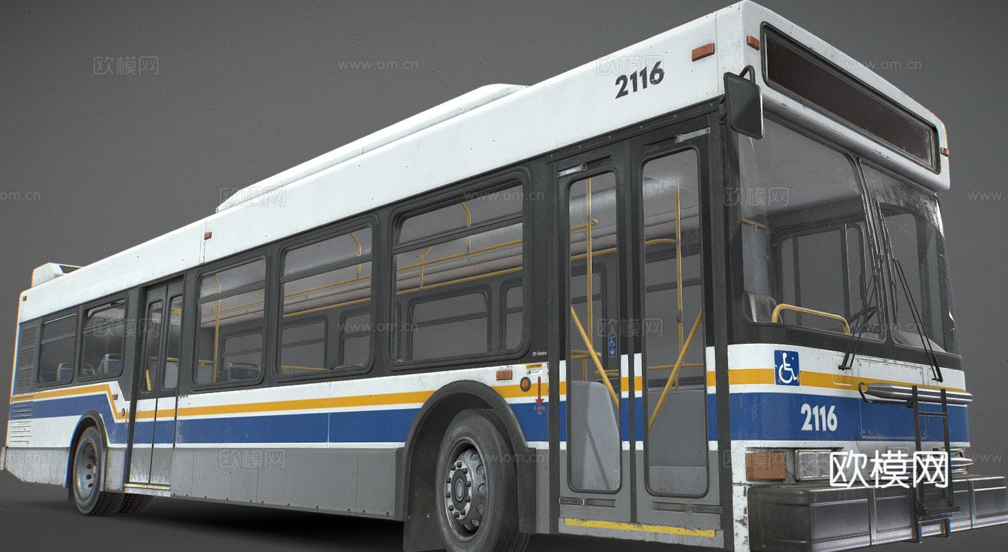 城市巴士 公交车3d模型下载（渲染图1）