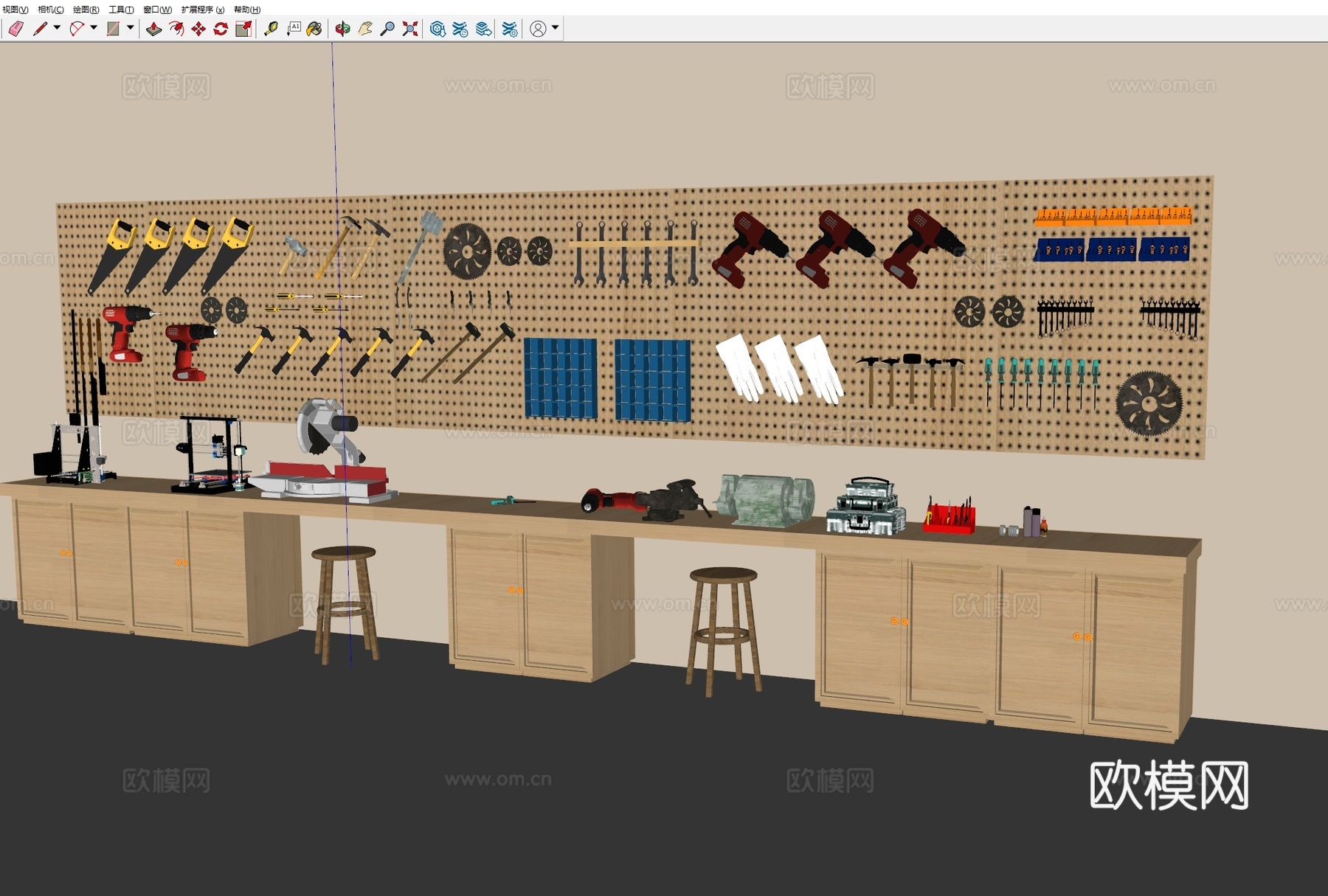 工具 锤子 电钻 拉锯su模型