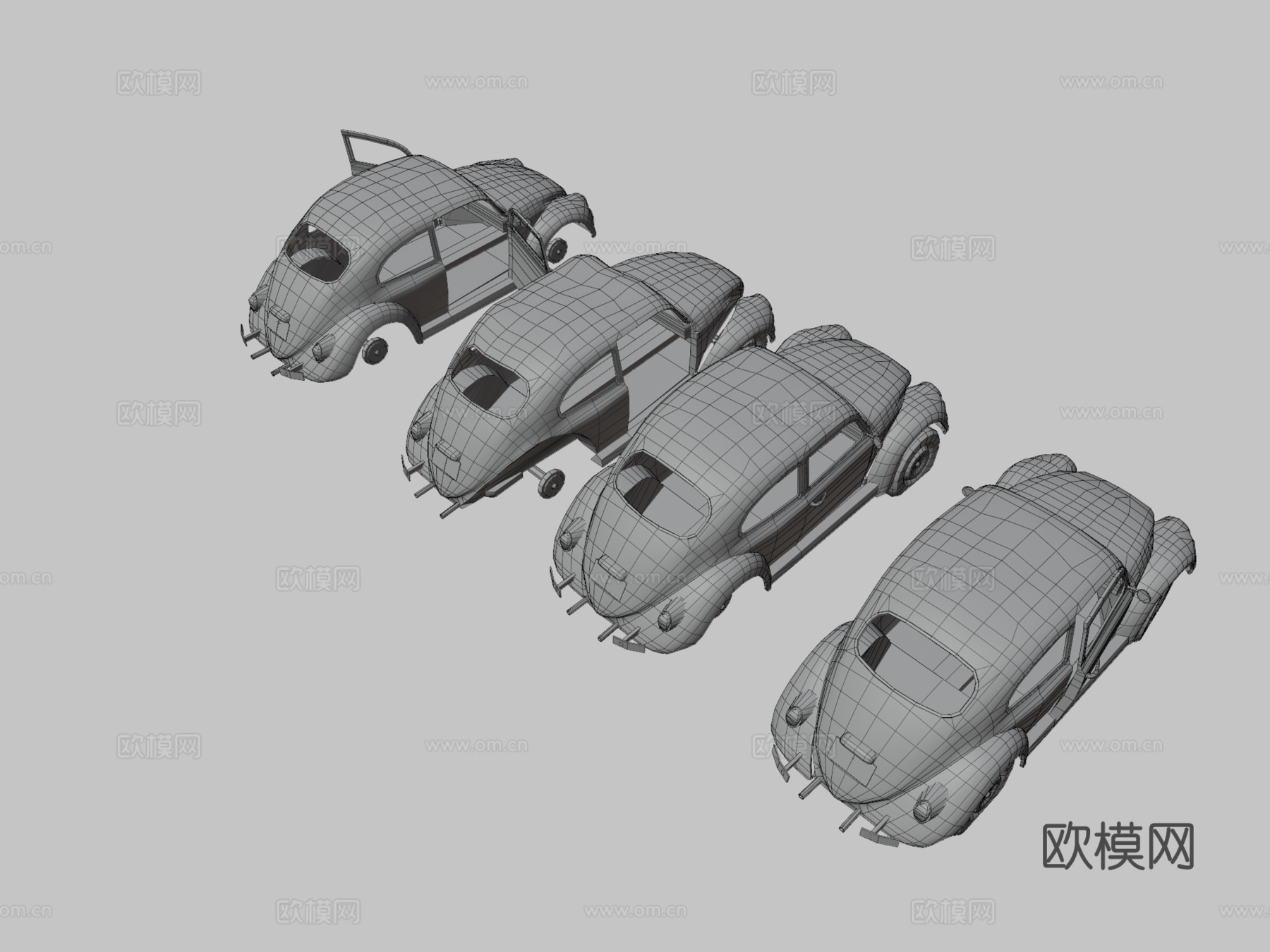 甲壳虫汽车 废弃轿车3d模型