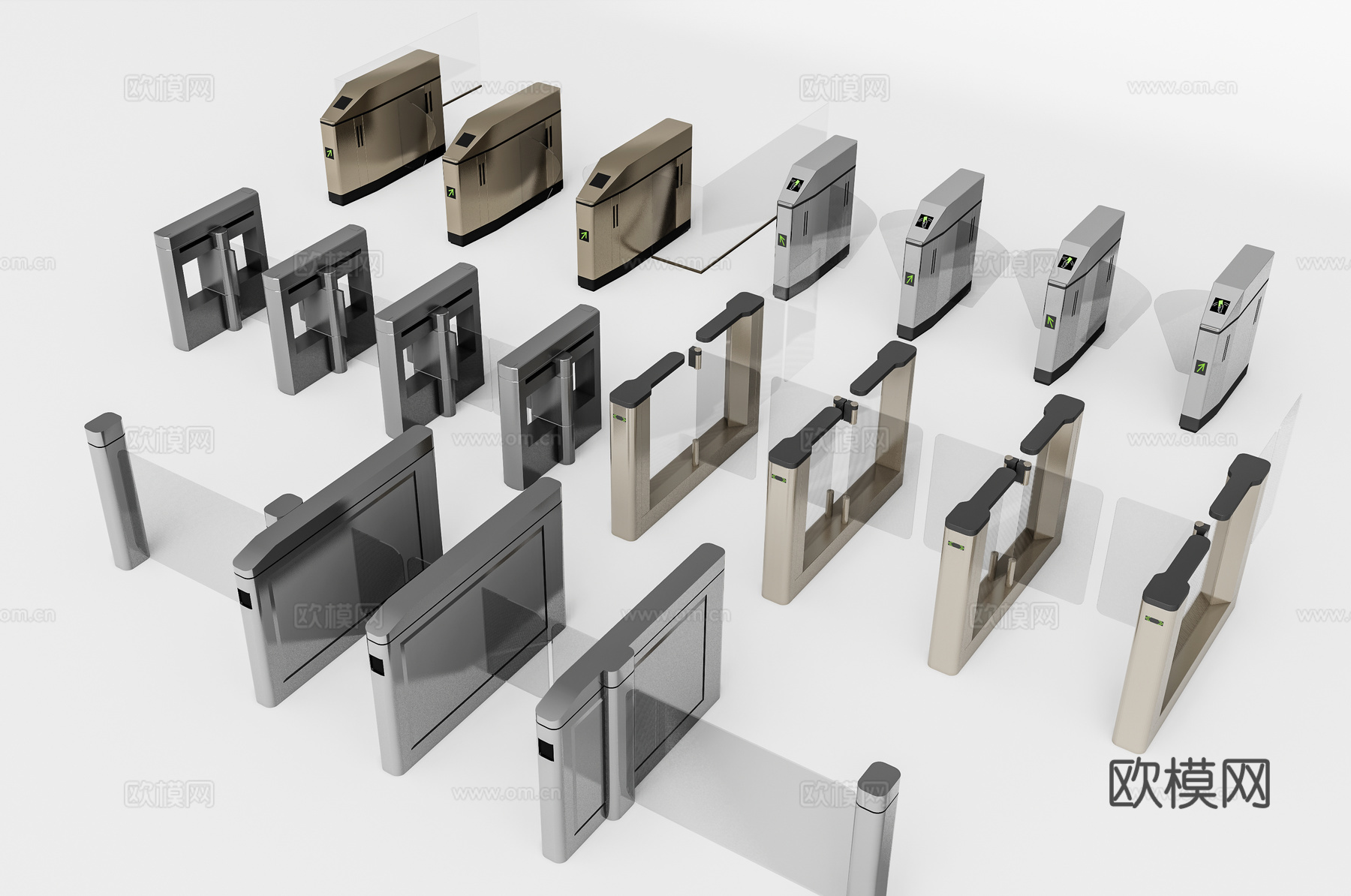 现代门禁机 入口闸机 门闸3d模型