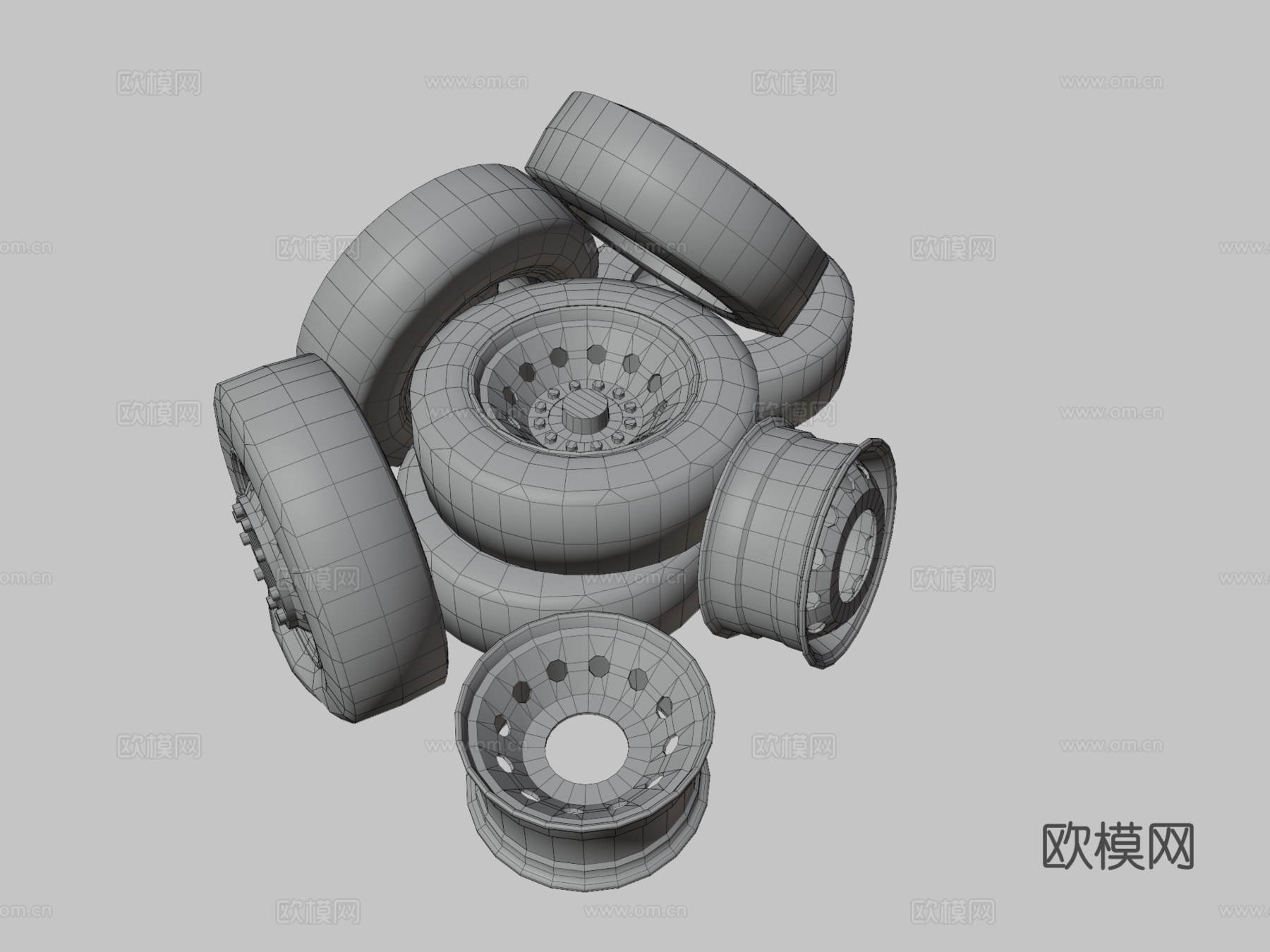 卡车车轮 轮胎 轮毂3d模型