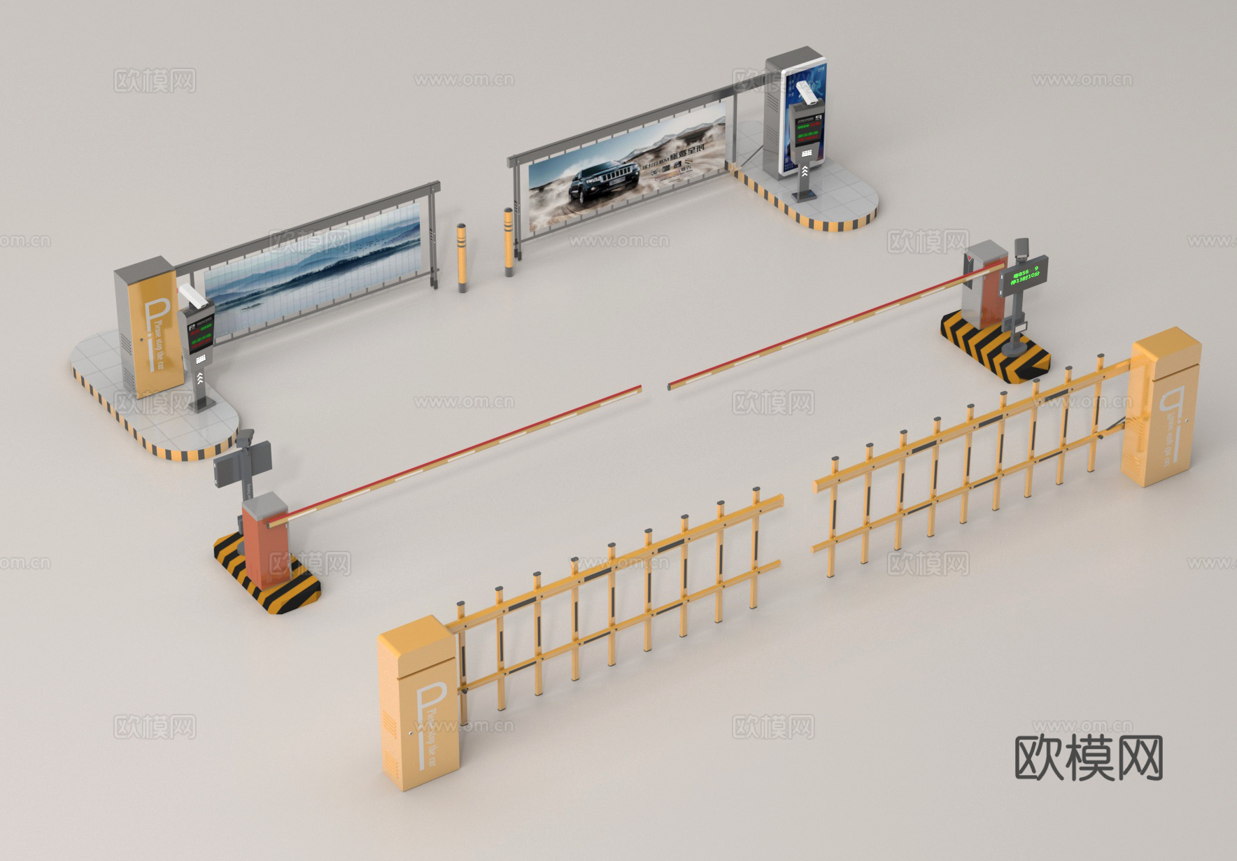 挡车杆 起落杆 拦车杆 收费杆 道闸su模型