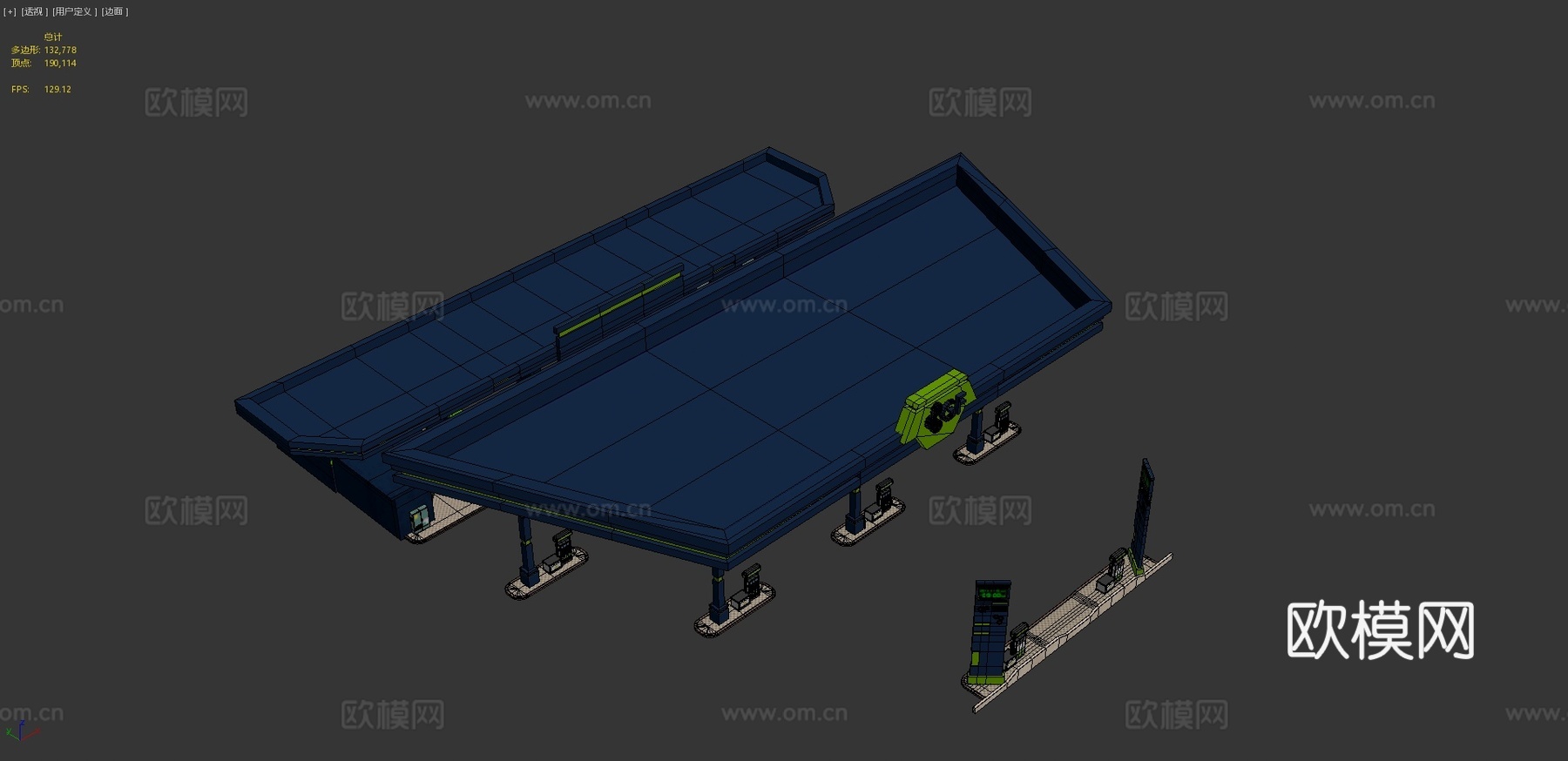 现代加油站3d模型