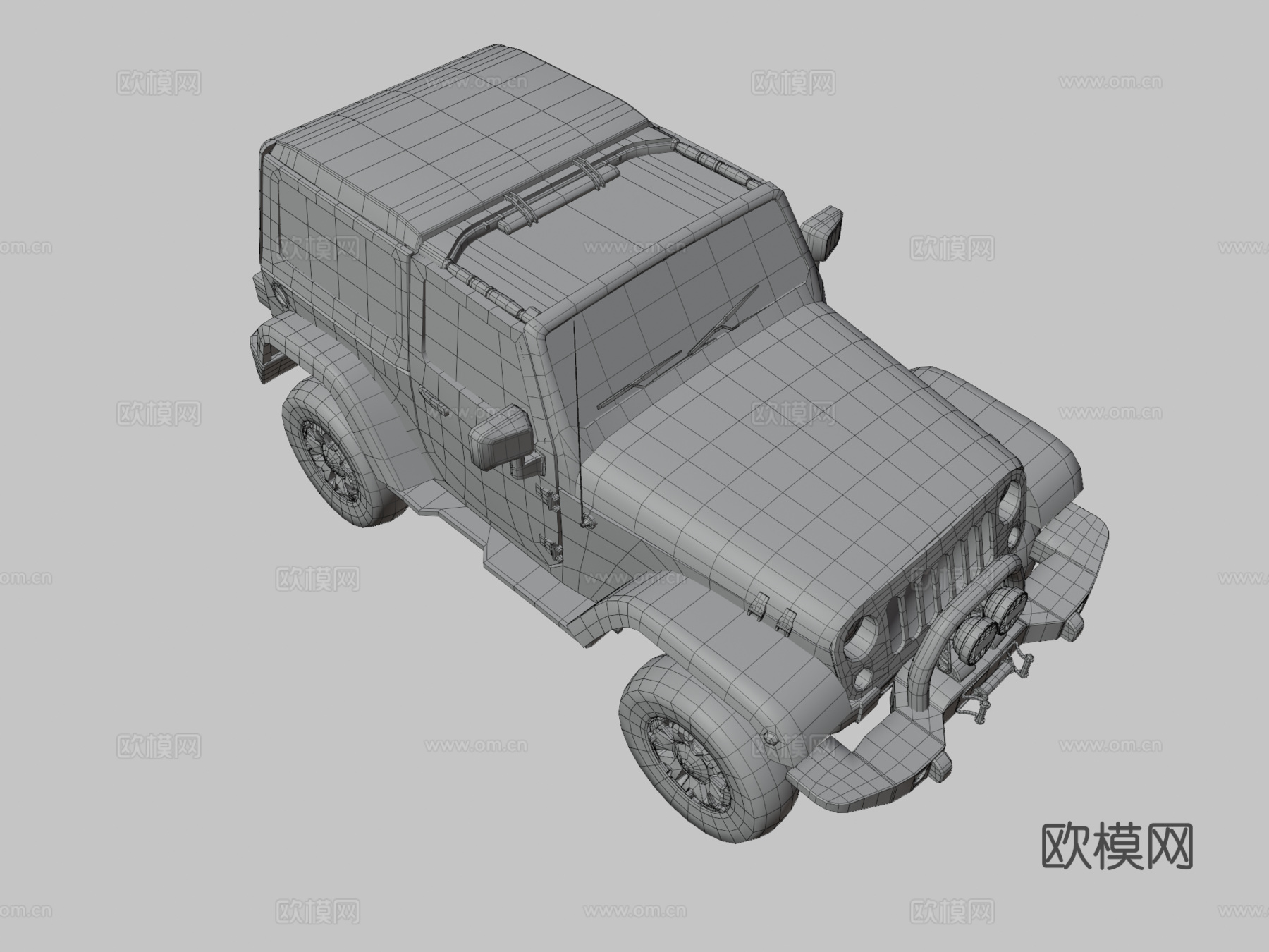 黄色汽车 吉普车3d模型