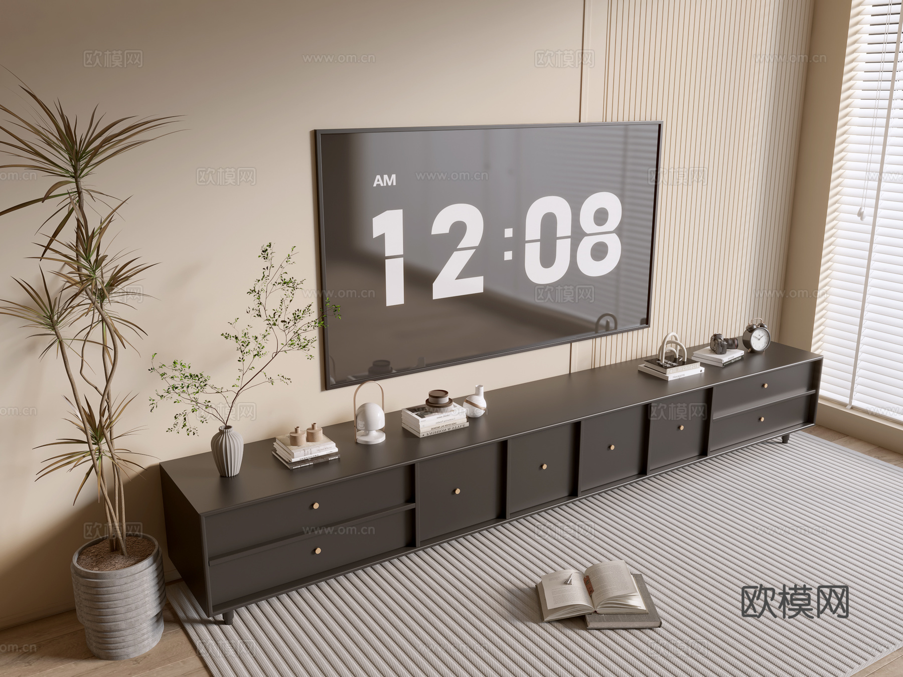 现代电视柜3d模型下载