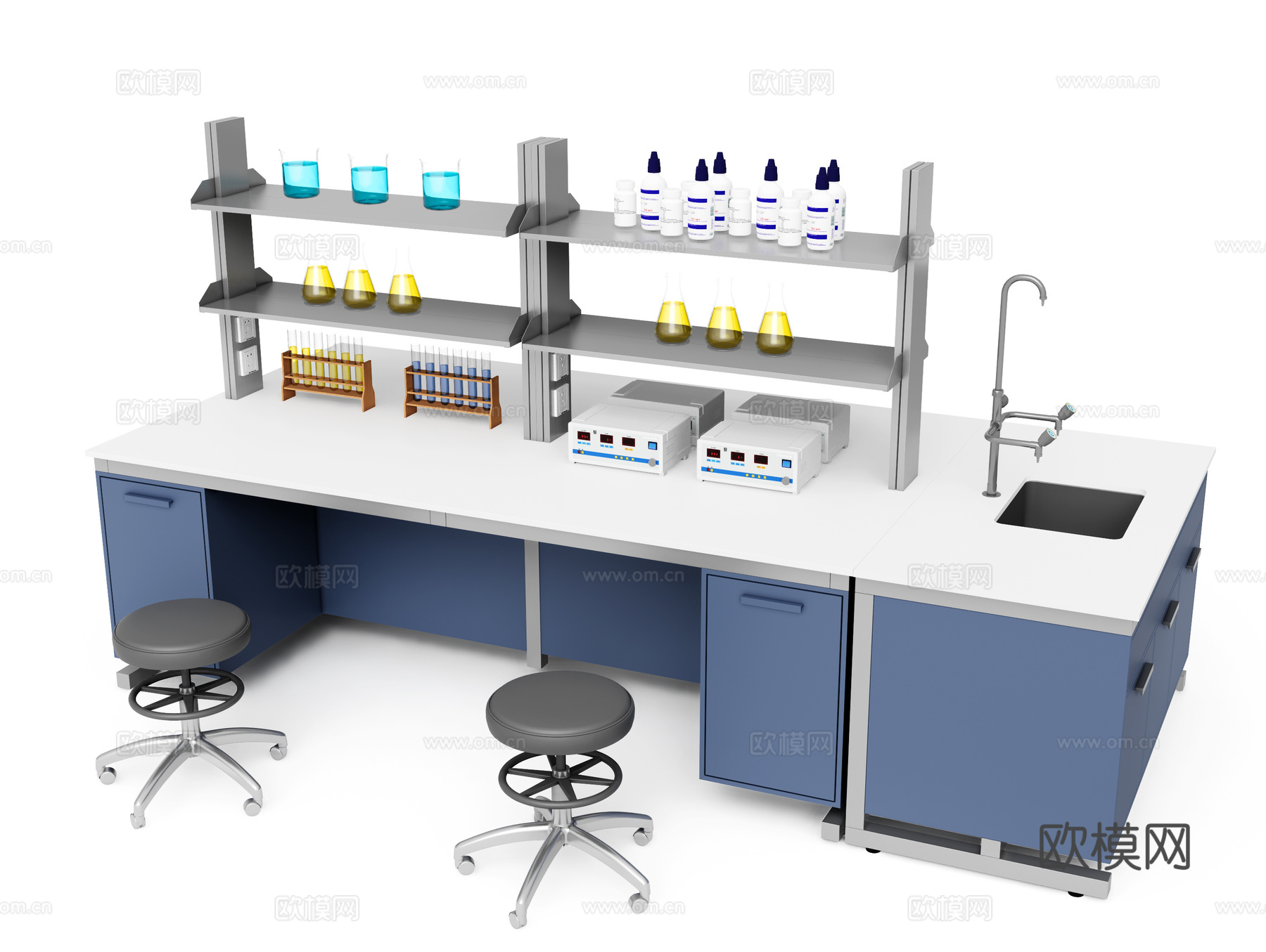 现代实验桌 试验台 操作台3d模型