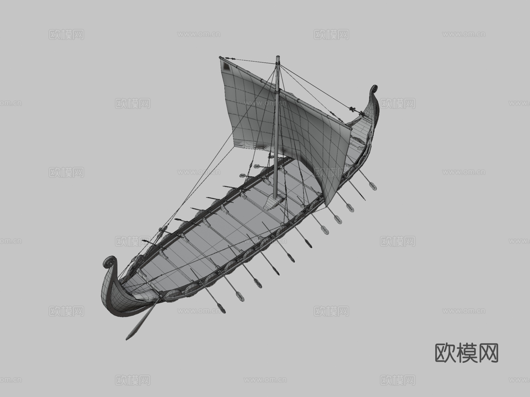 Oseberg 维京船3d模型