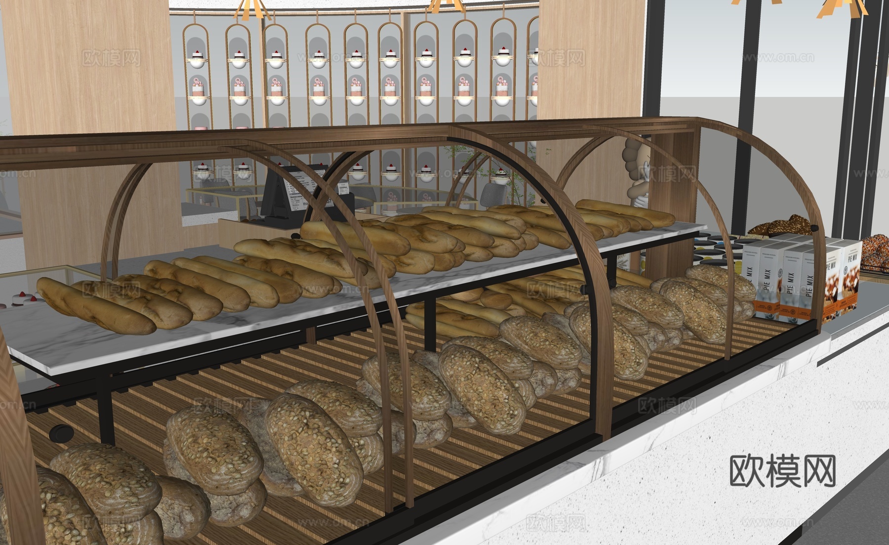 现代面包店铺su模型下载（渲染图4）