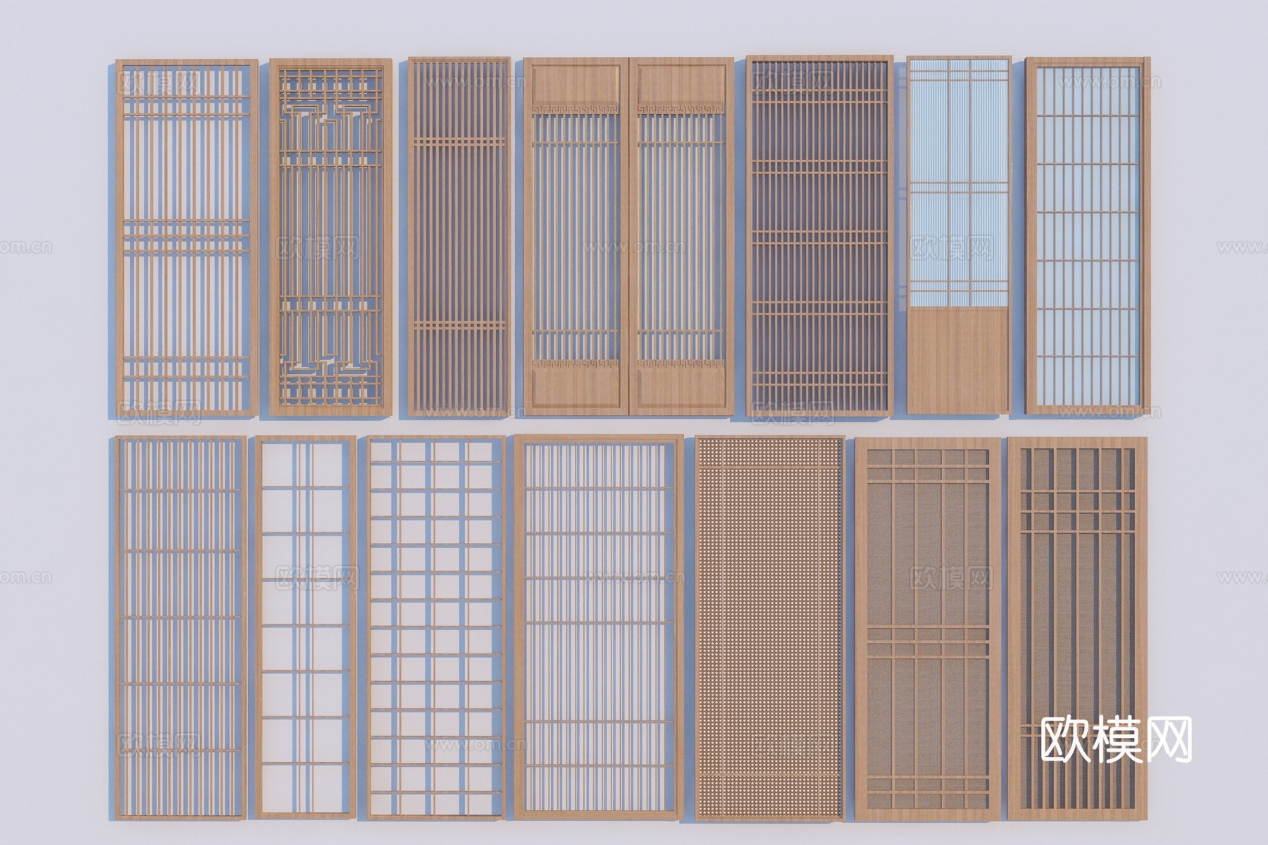 新中式屏风 格栅屏风3d模型